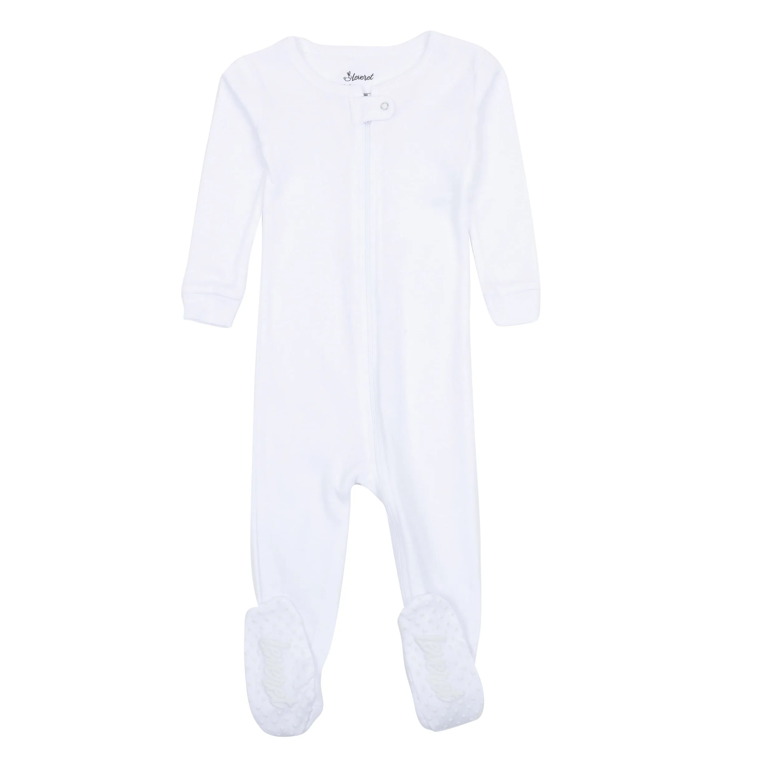 Kids Footed Cotton Pajamas Neutral Solid Color