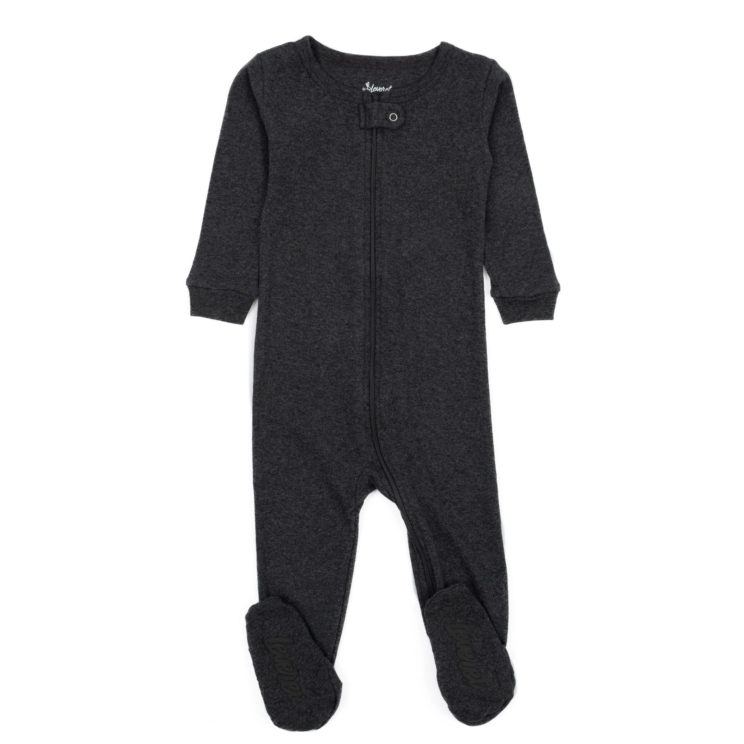 Kids Footed Cotton Pajamas Neutral Solid Color