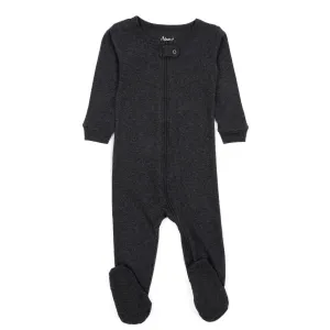 Kids Footed Cotton Pajamas Neutral Solid Color