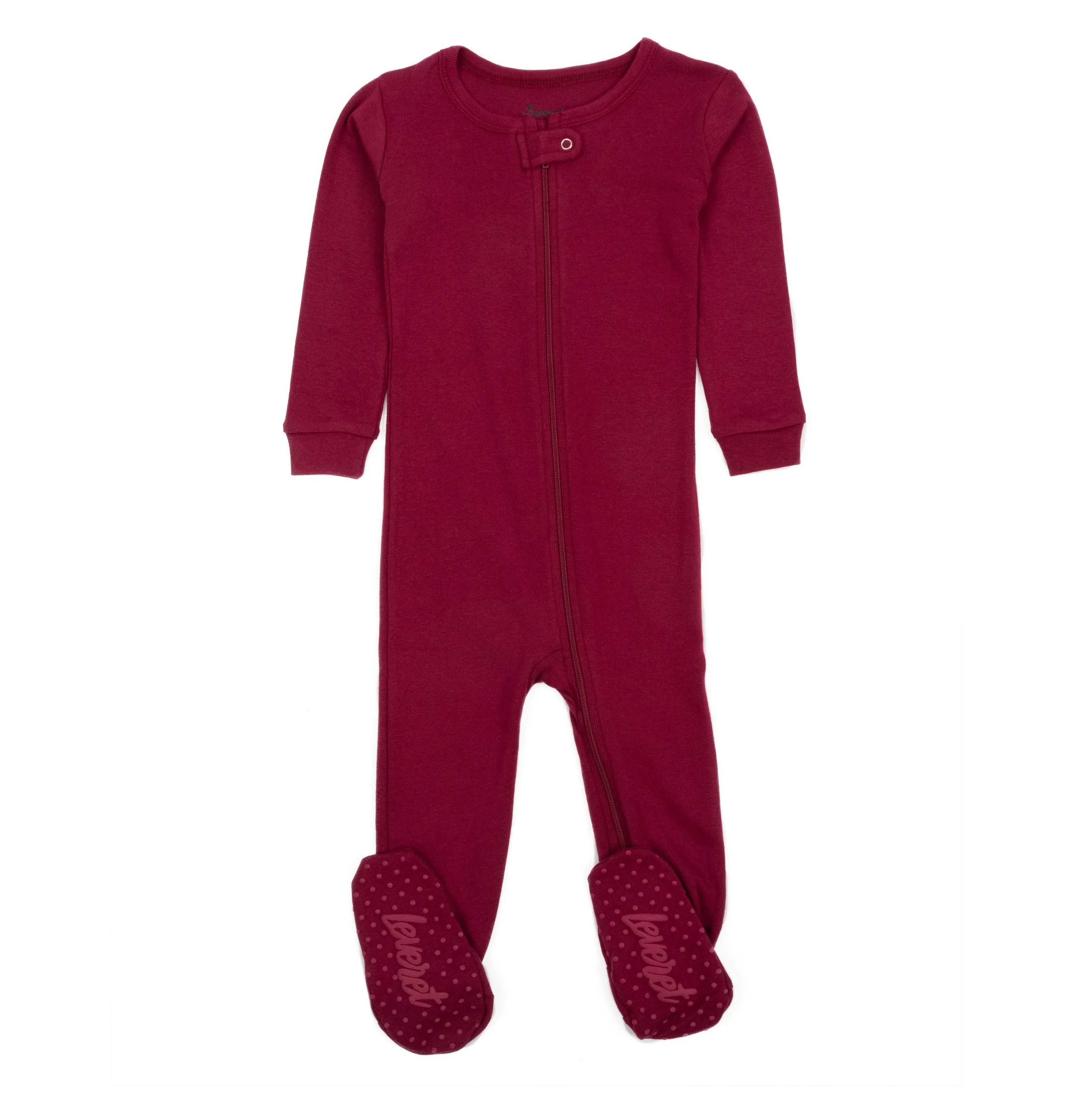 Kids Footed Cotton Pajamas Neutral Solid Color
