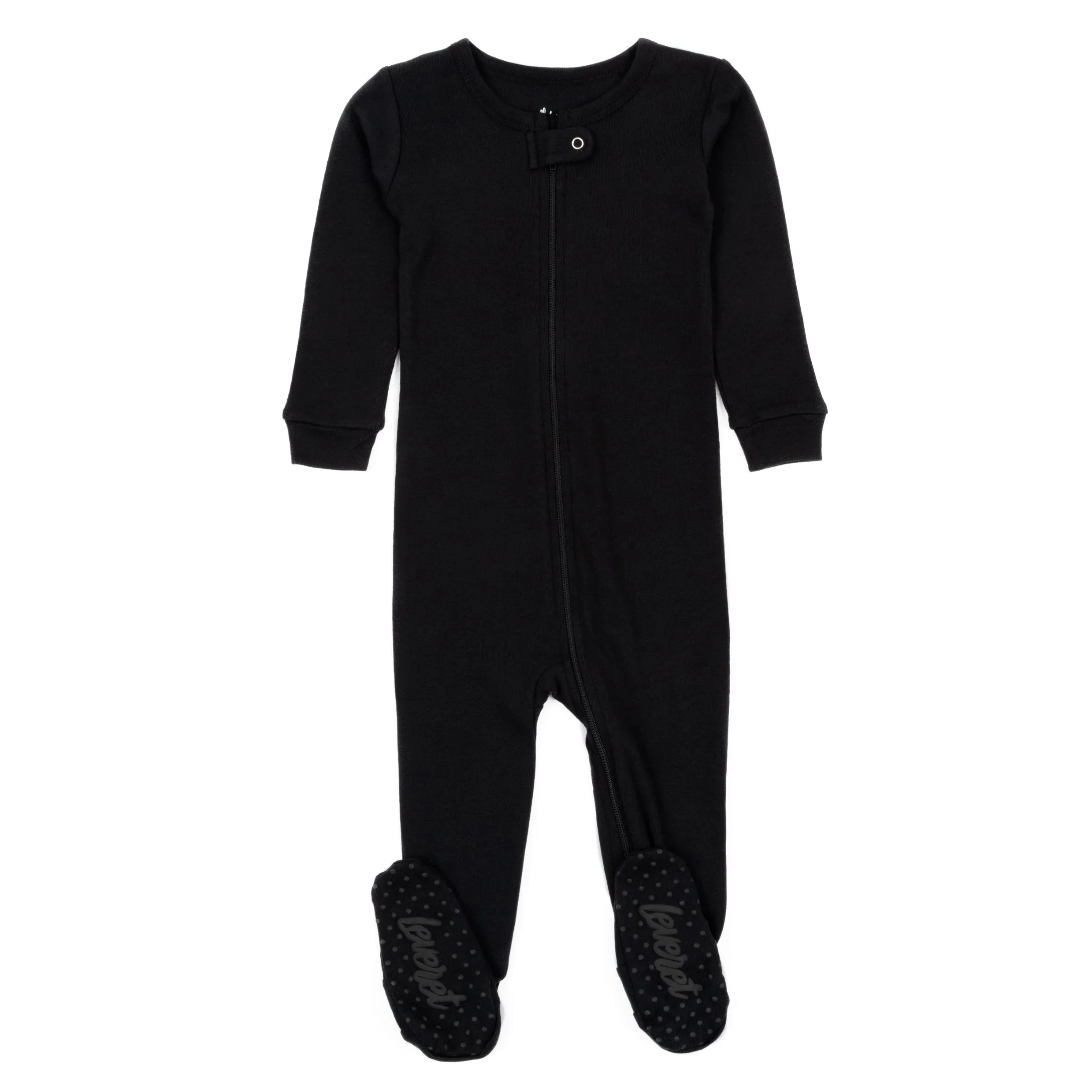 Kids Footed Cotton Pajamas Neutral Solid Color