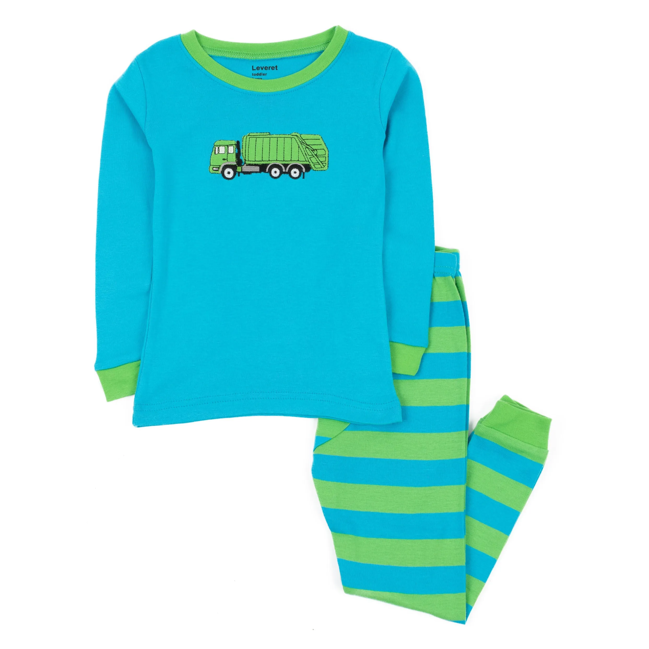 Kids Two Piece Cotton Pajamas Garbage Truck