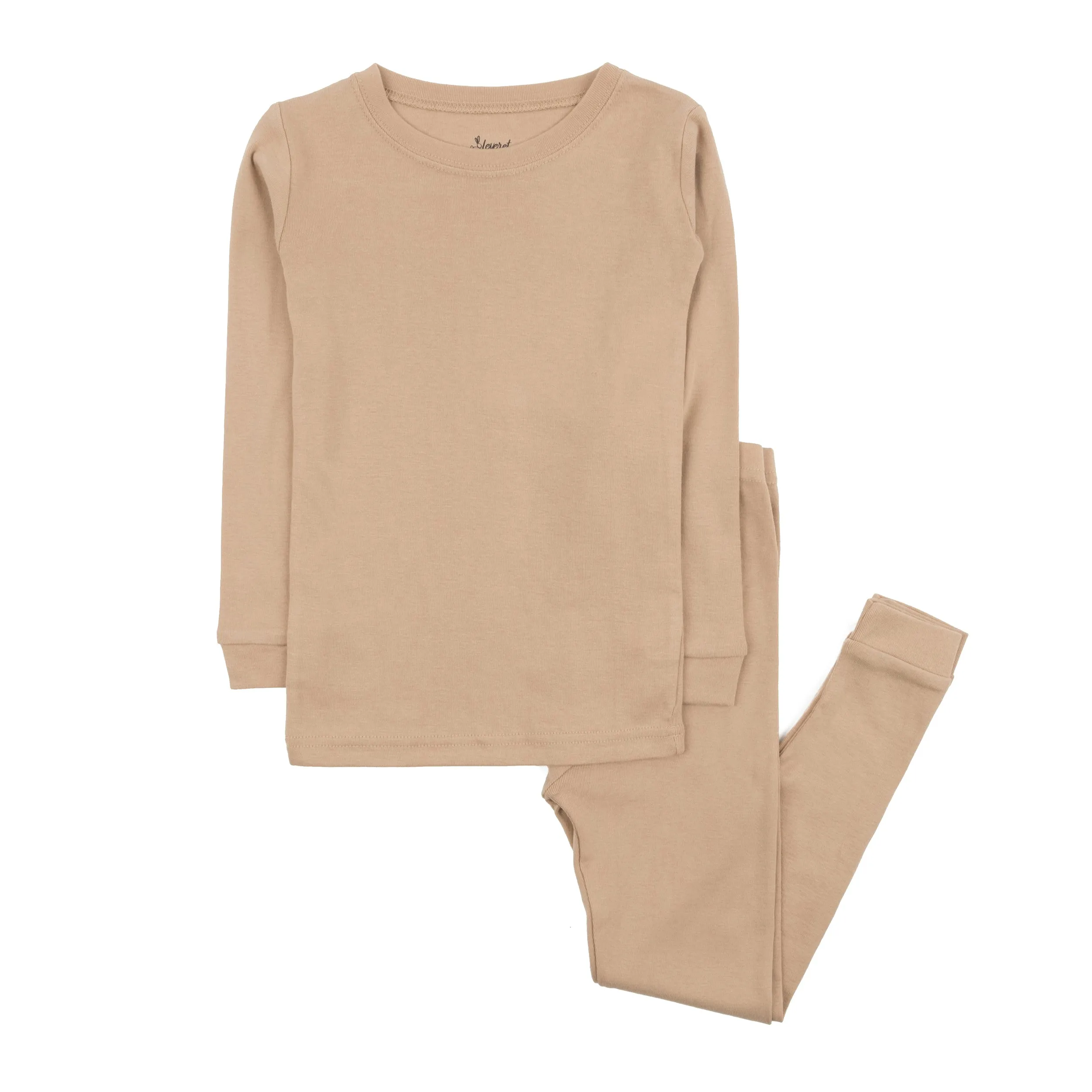 Kids Two Piece Cotton Pajamas Neutral Solid Color