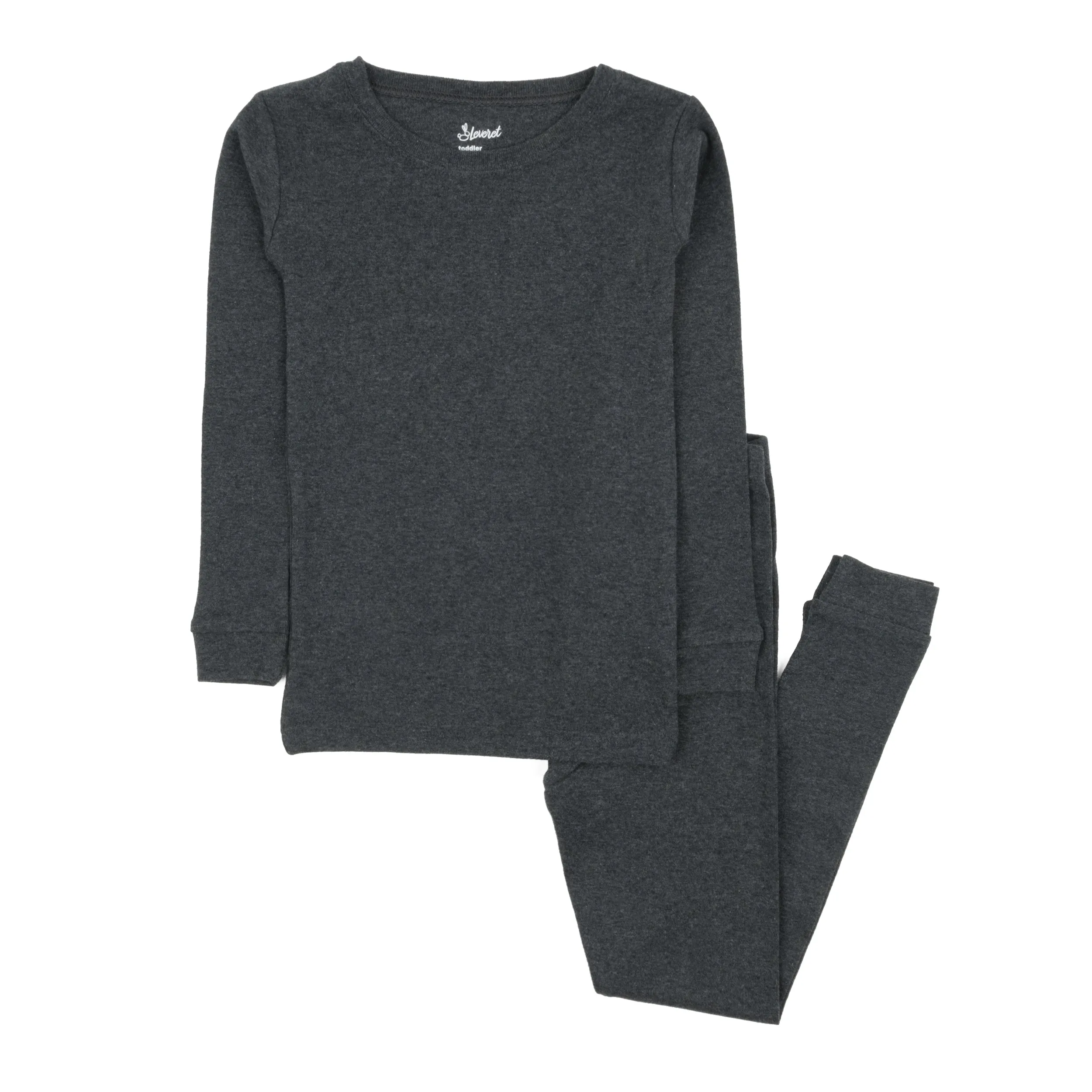 Kids Two Piece Cotton Pajamas Neutral Solid Color