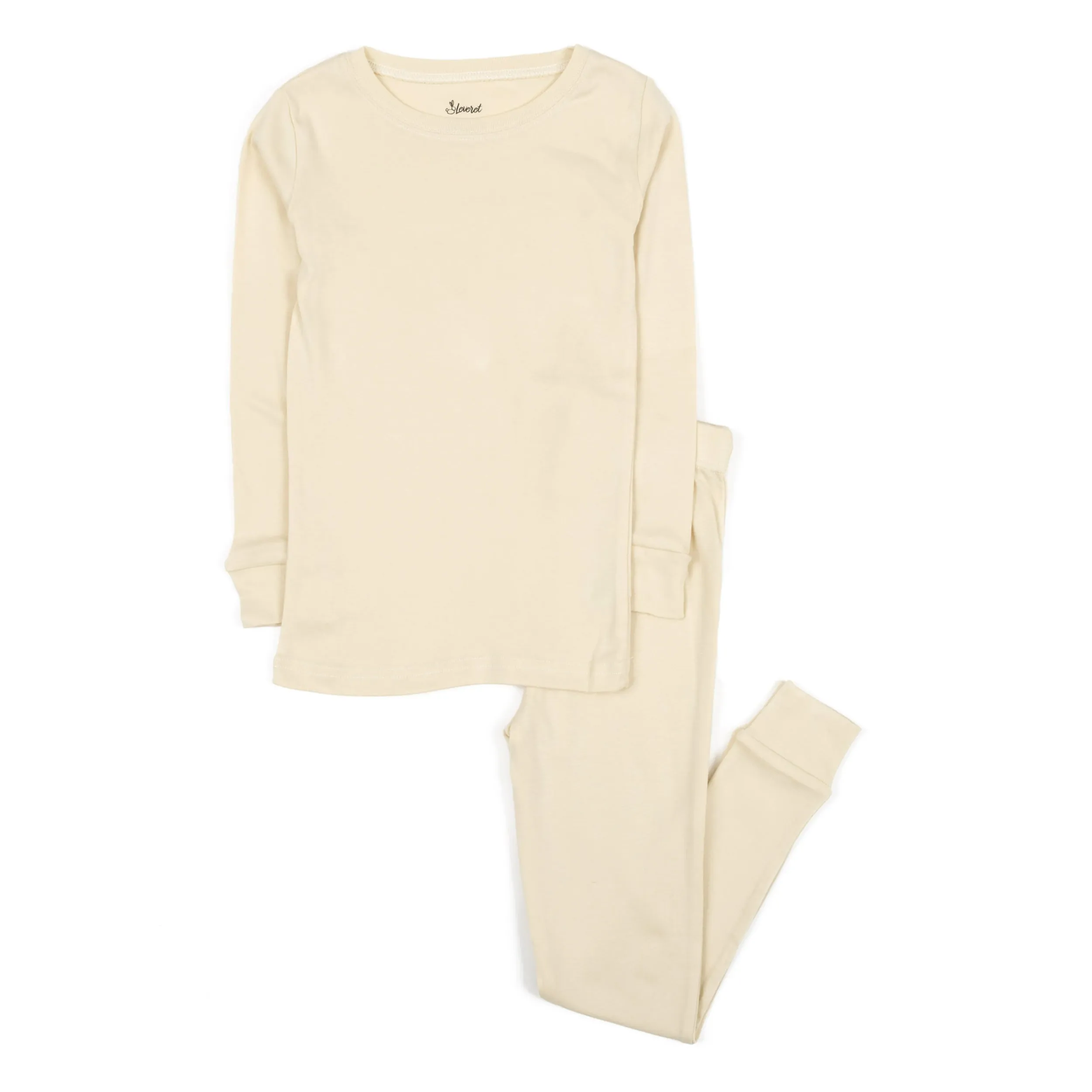 Kids Two Piece Cotton Pajamas Neutral Solid Color