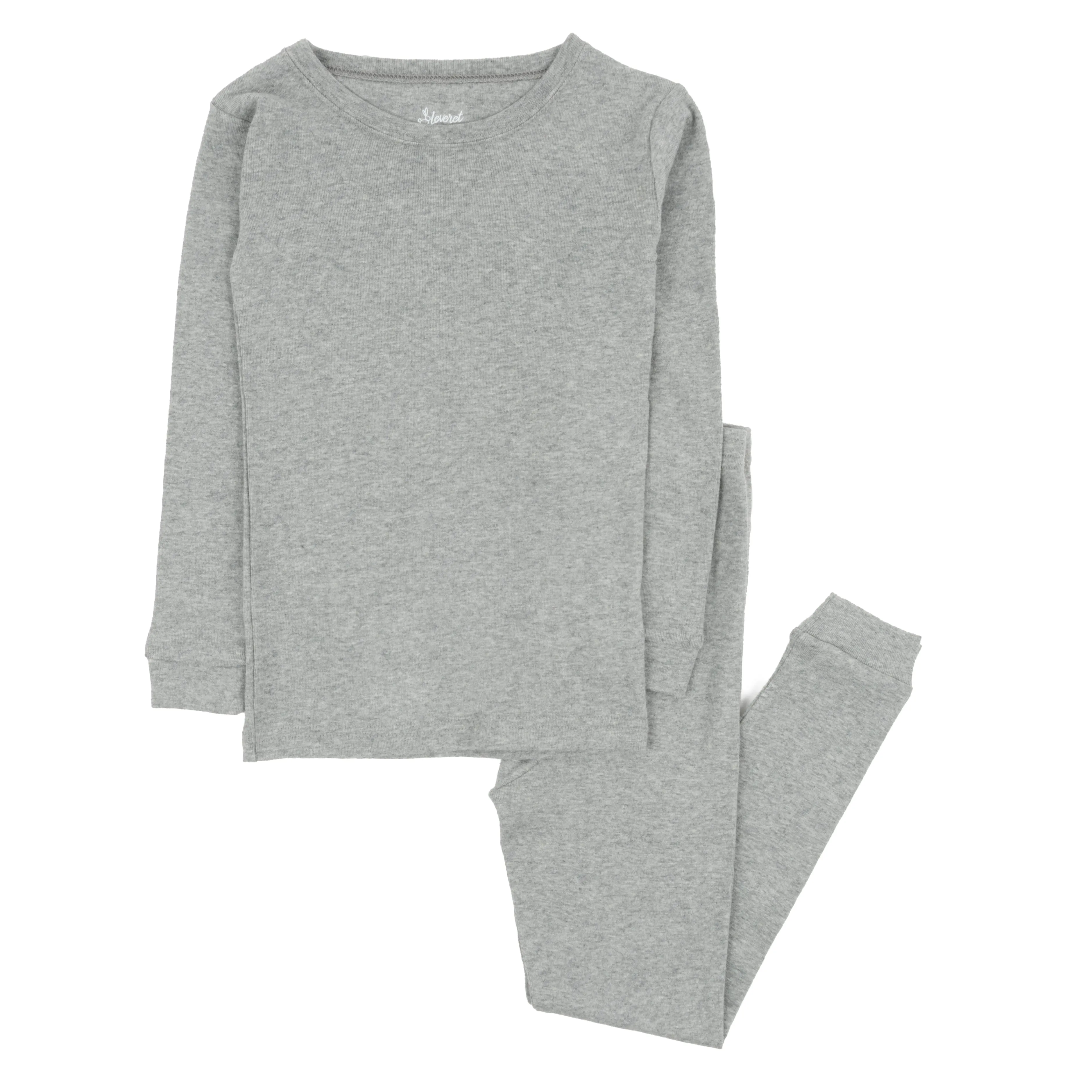 Kids Two Piece Cotton Pajamas Neutral Solid Color