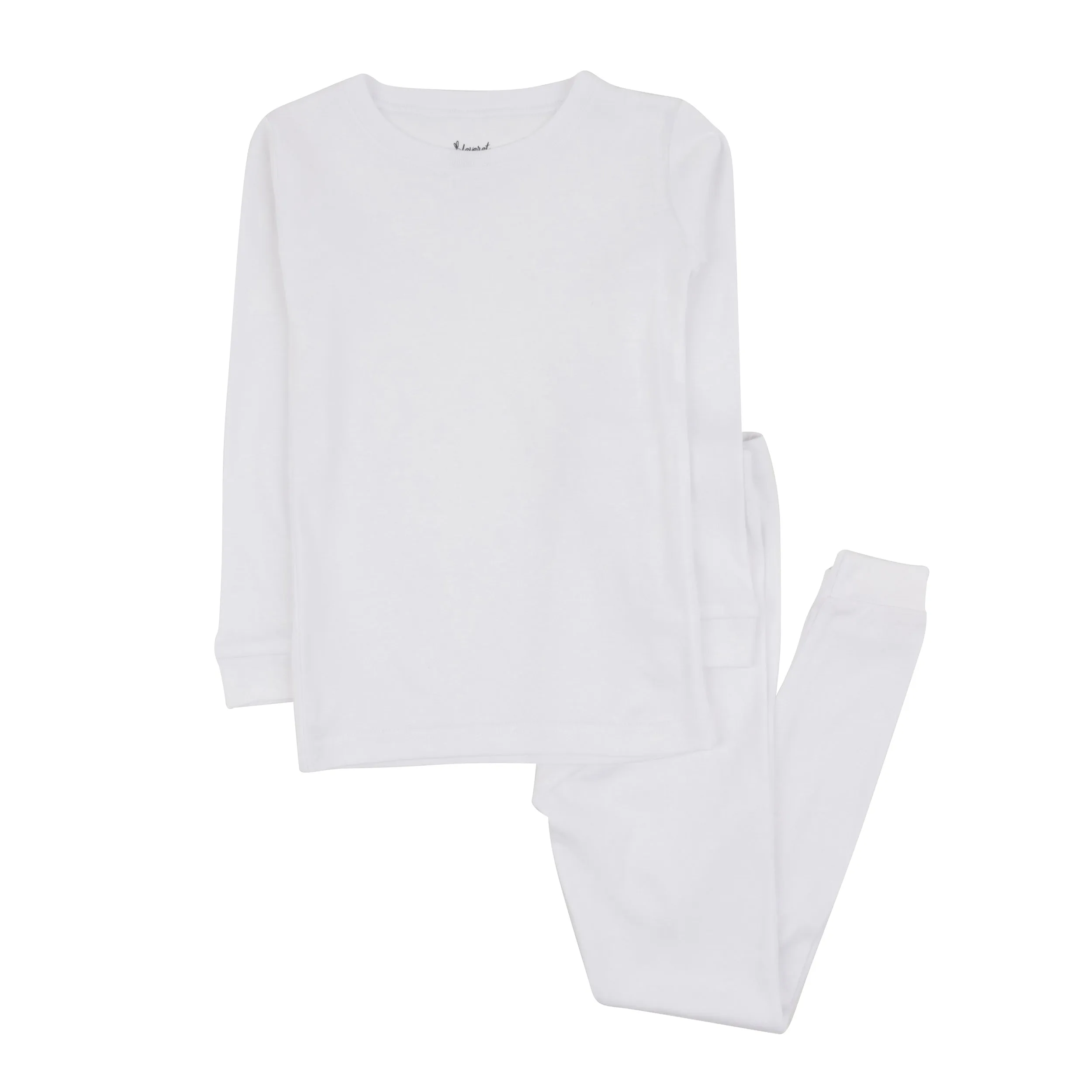 Kids Two Piece Cotton Pajamas Neutral Solid Color