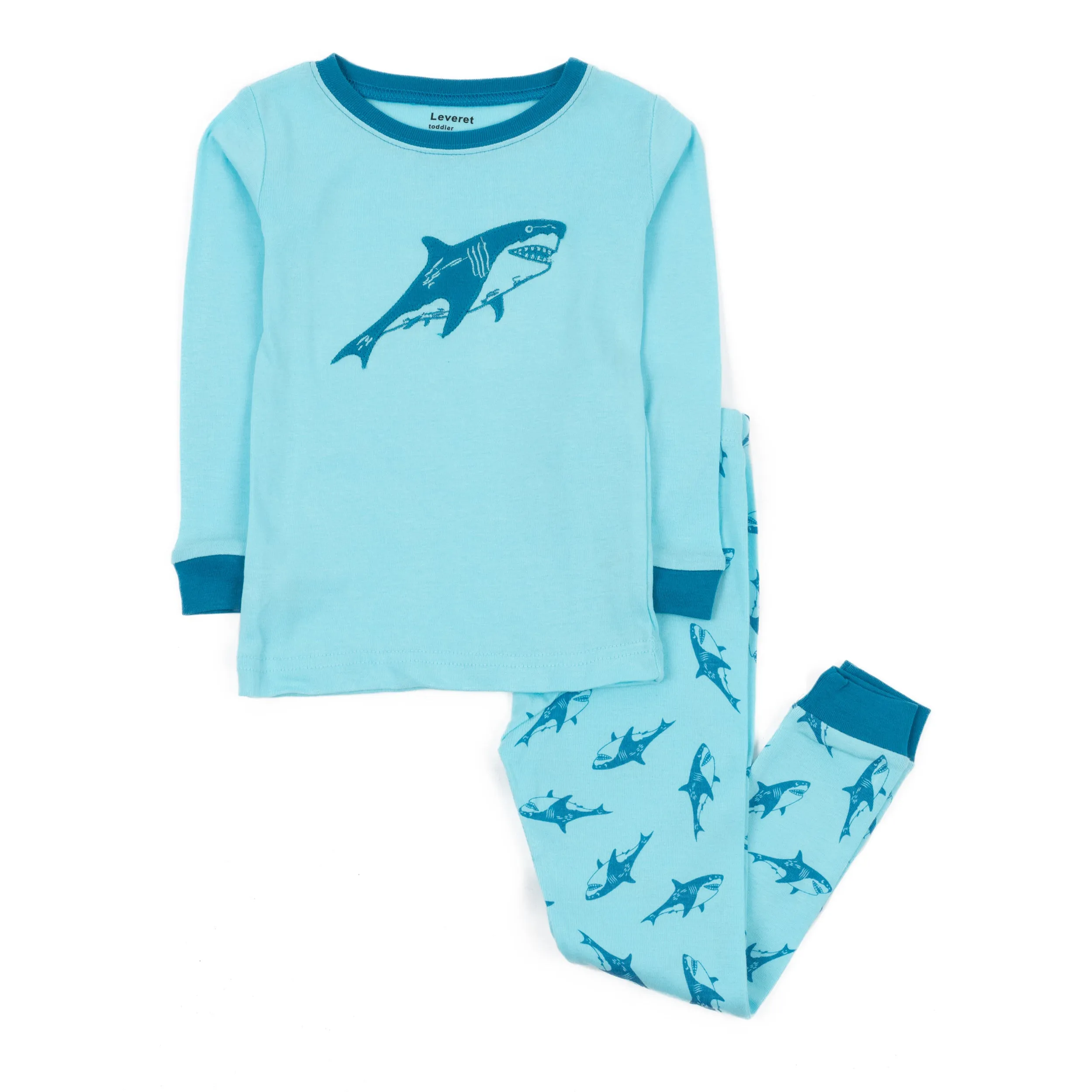 Kids Two Piece Cotton Pajamas Sharks