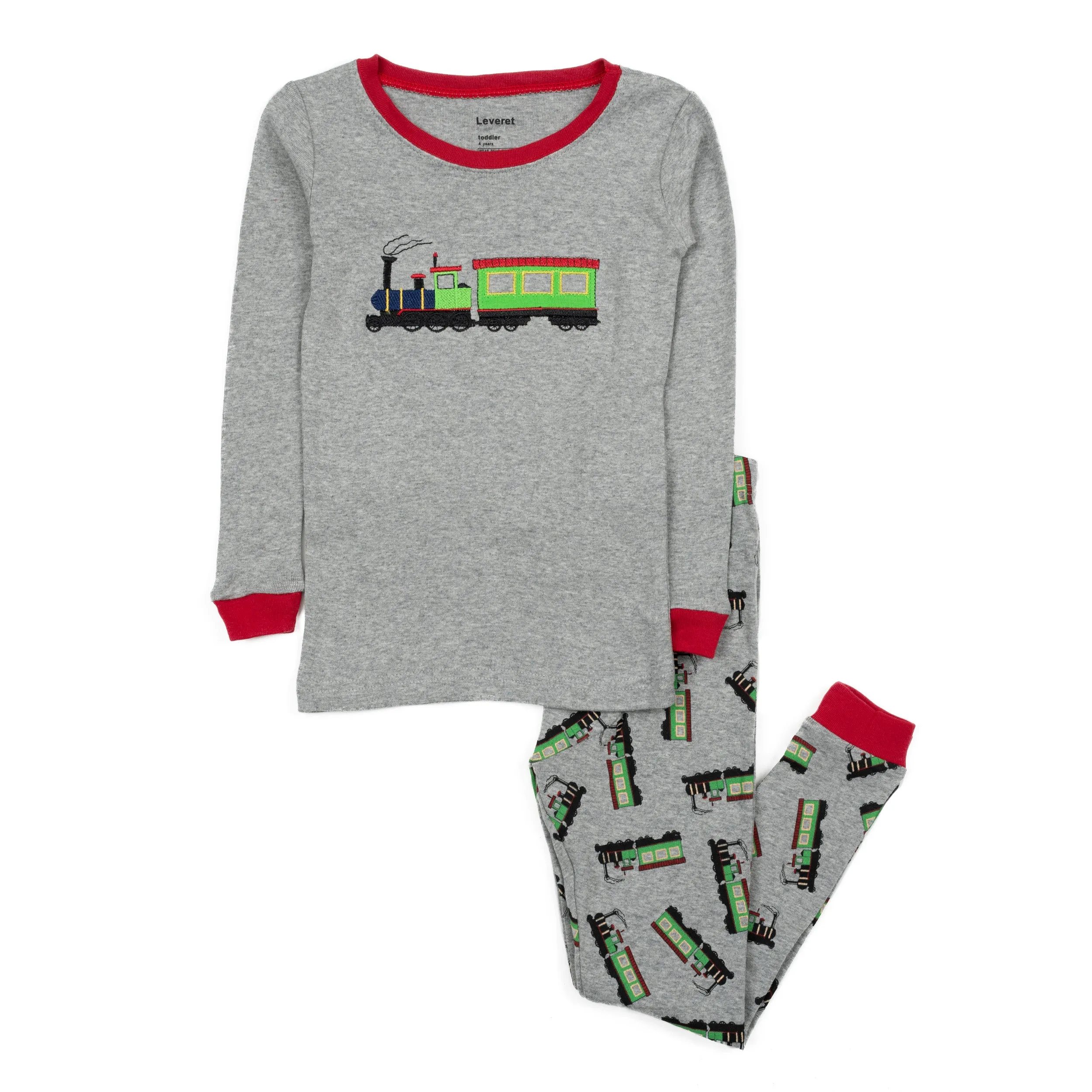Kids Two Piece Cotton Pajamas Train