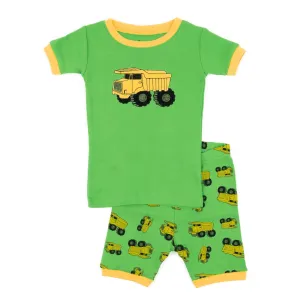 Kids Two Piece Cotton Short Pajamas Dump Truck