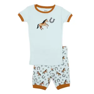 Kids Two Piece Cotton Short Pajamas Horse Boys