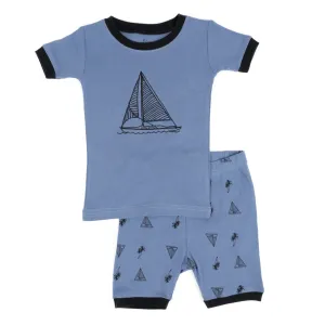 Kids Two Piece Cotton Short Pajamas Sailboat
