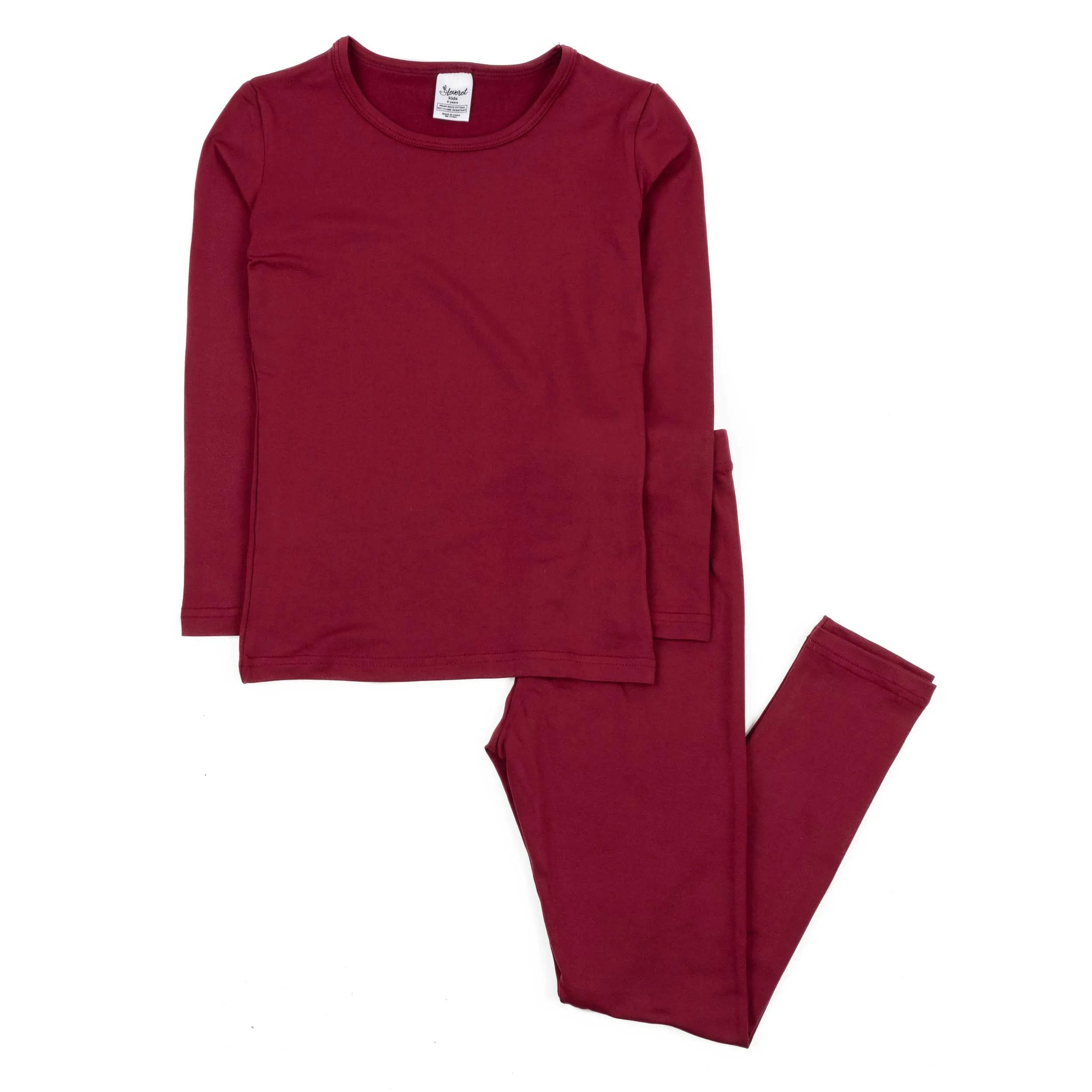 Kids Two Piece Thermal Pajamas Classic Solid Color