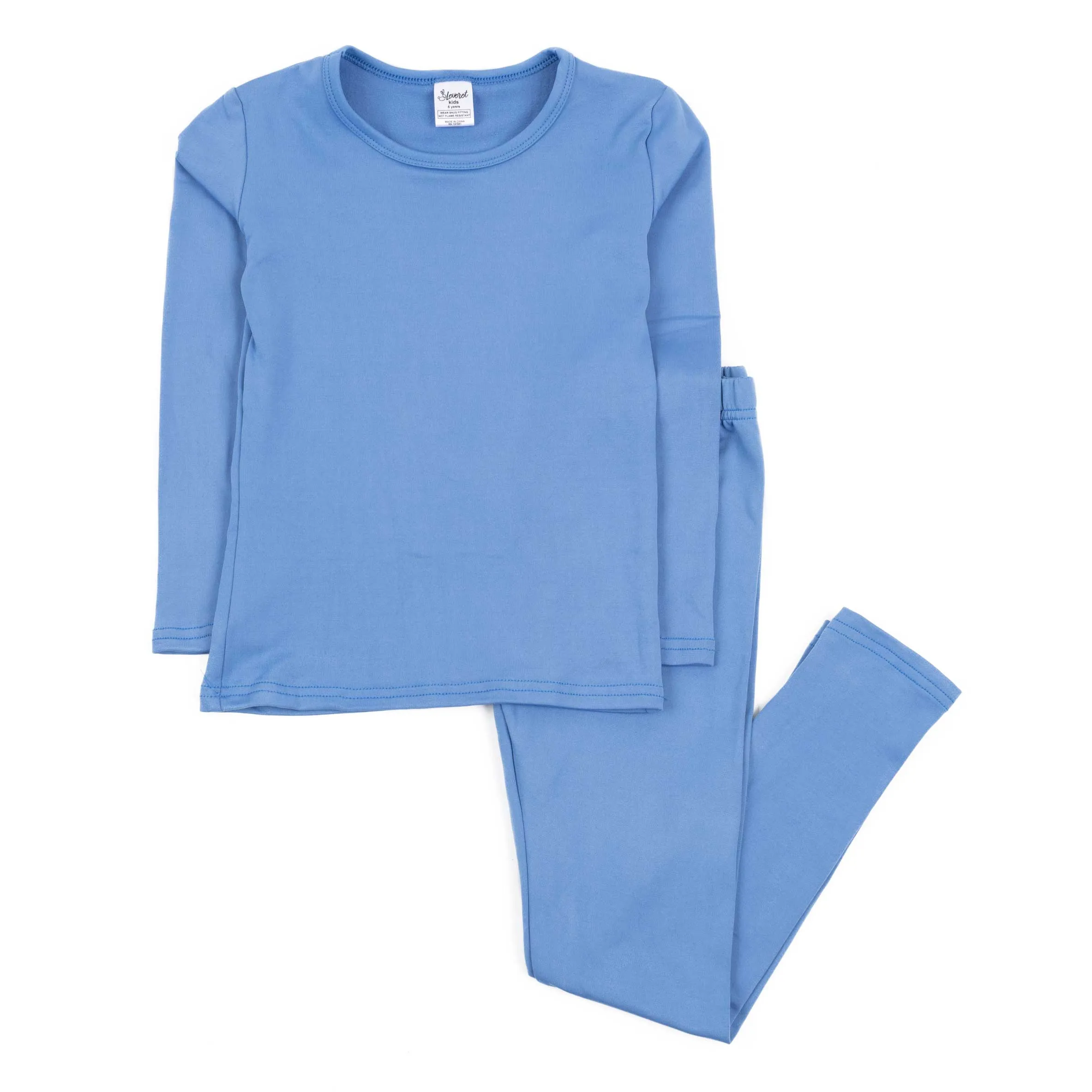 Kids Two Piece Thermal Pajamas Classic Solid Color