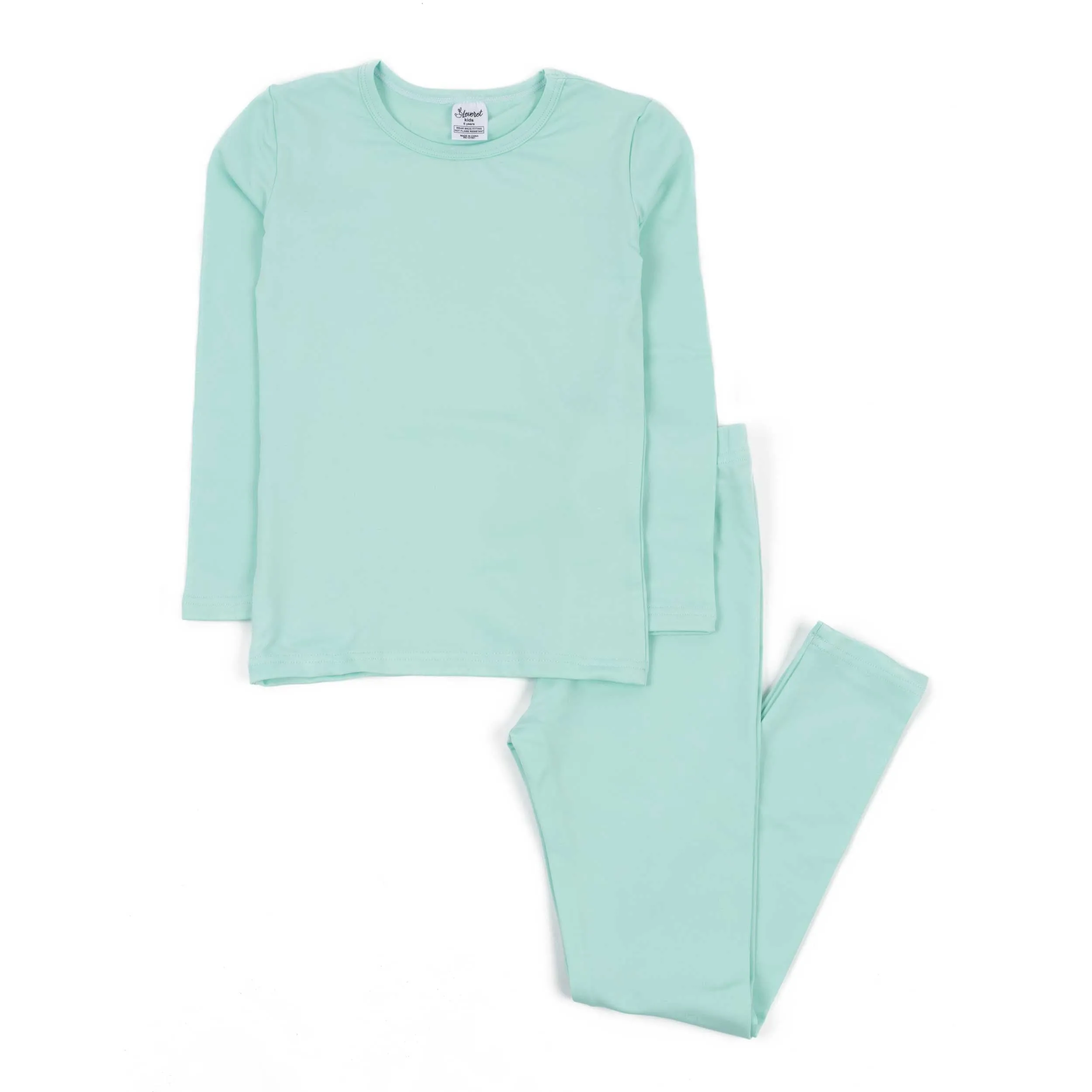 Kids Two Piece Thermal Pajamas Classic Solid Color