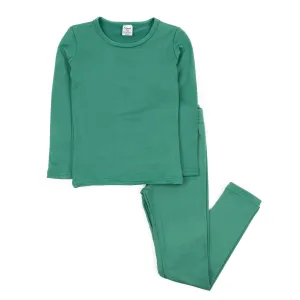 Kids Two Piece Thermal Pajamas Classic Solid Color