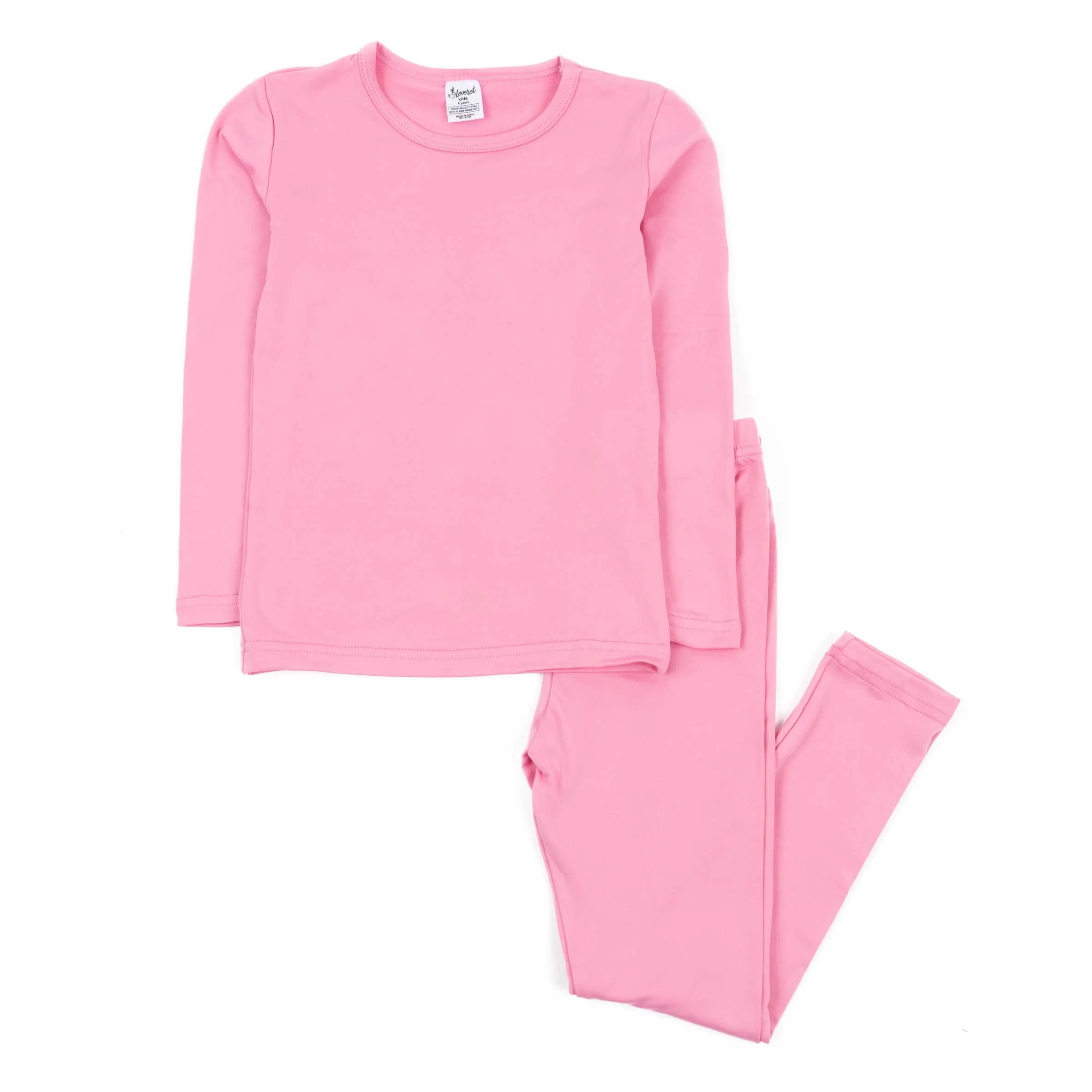 Kids Two Piece Thermal Pajamas Classic Solid Color