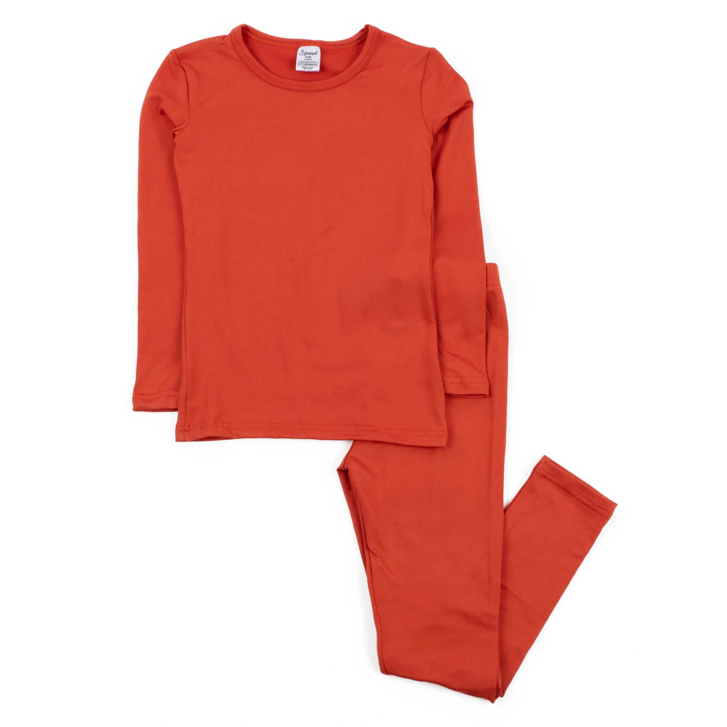 Kids Two Piece Thermal Pajamas Classic Solid Color