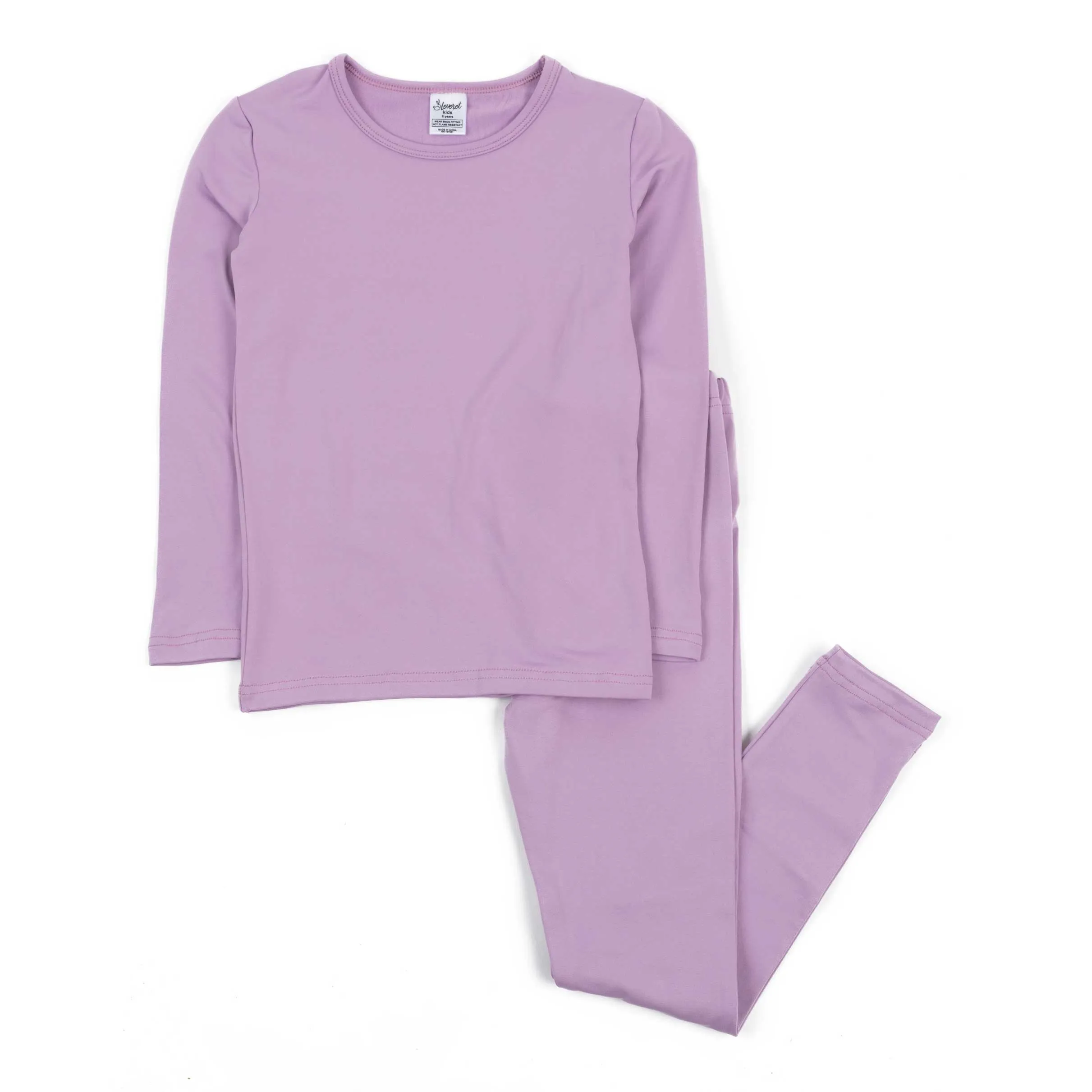 Kids Two Piece Thermal Pajamas Classic Solid Color