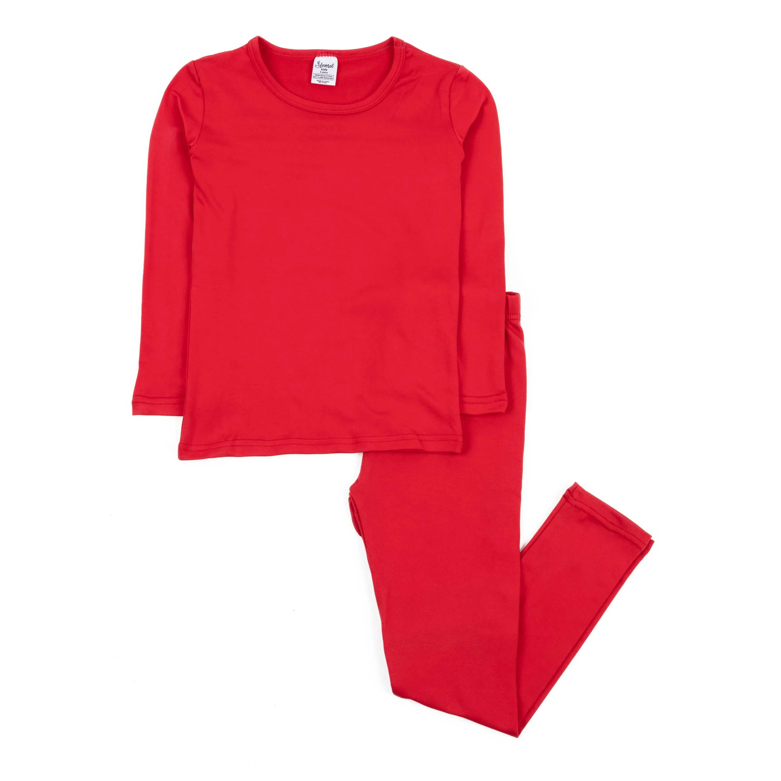 Kids Two Piece Thermal Pajamas Classic Solid Color