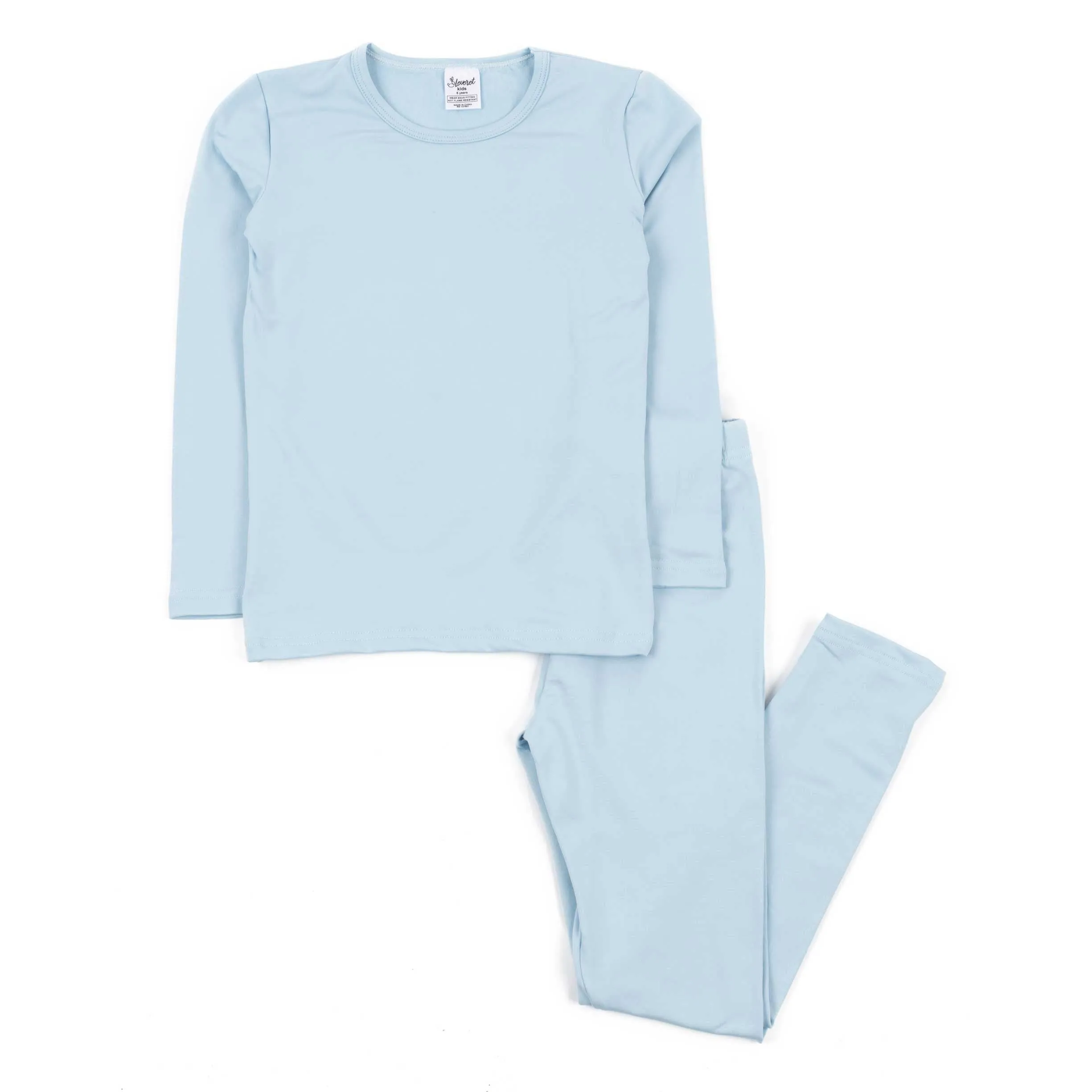 Kids Two Piece Thermal Pajamas Classic Solid Color