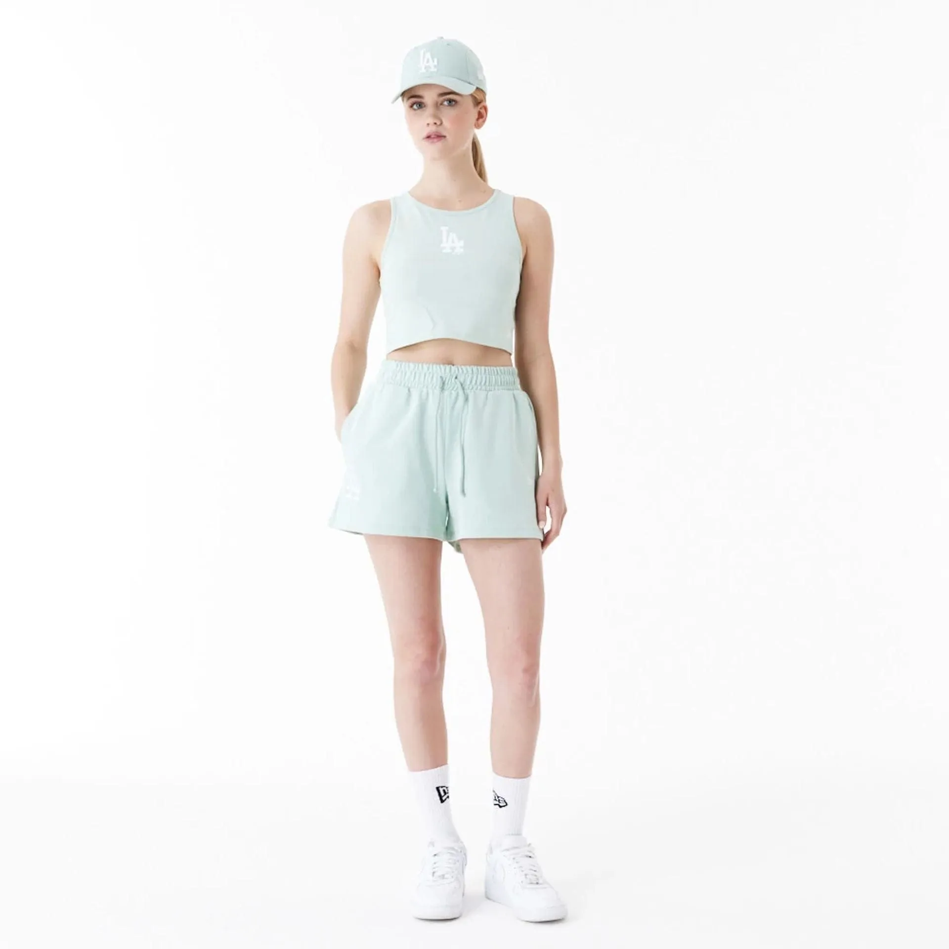 LA Dodgers MLB Lifestyle Mint Womens Crop Tank Top NEW ERA