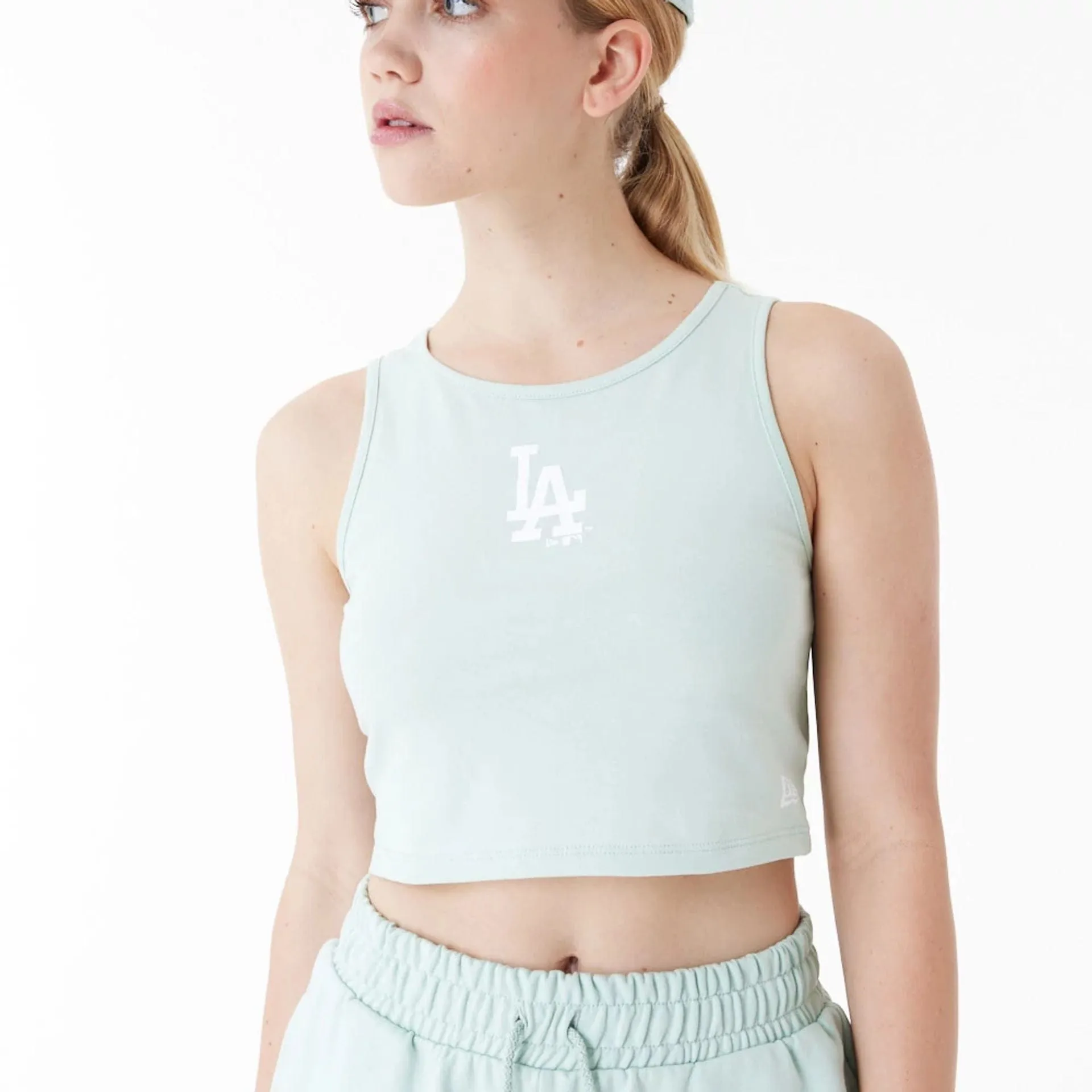 LA Dodgers MLB Lifestyle Mint Womens Crop Tank Top NEW ERA