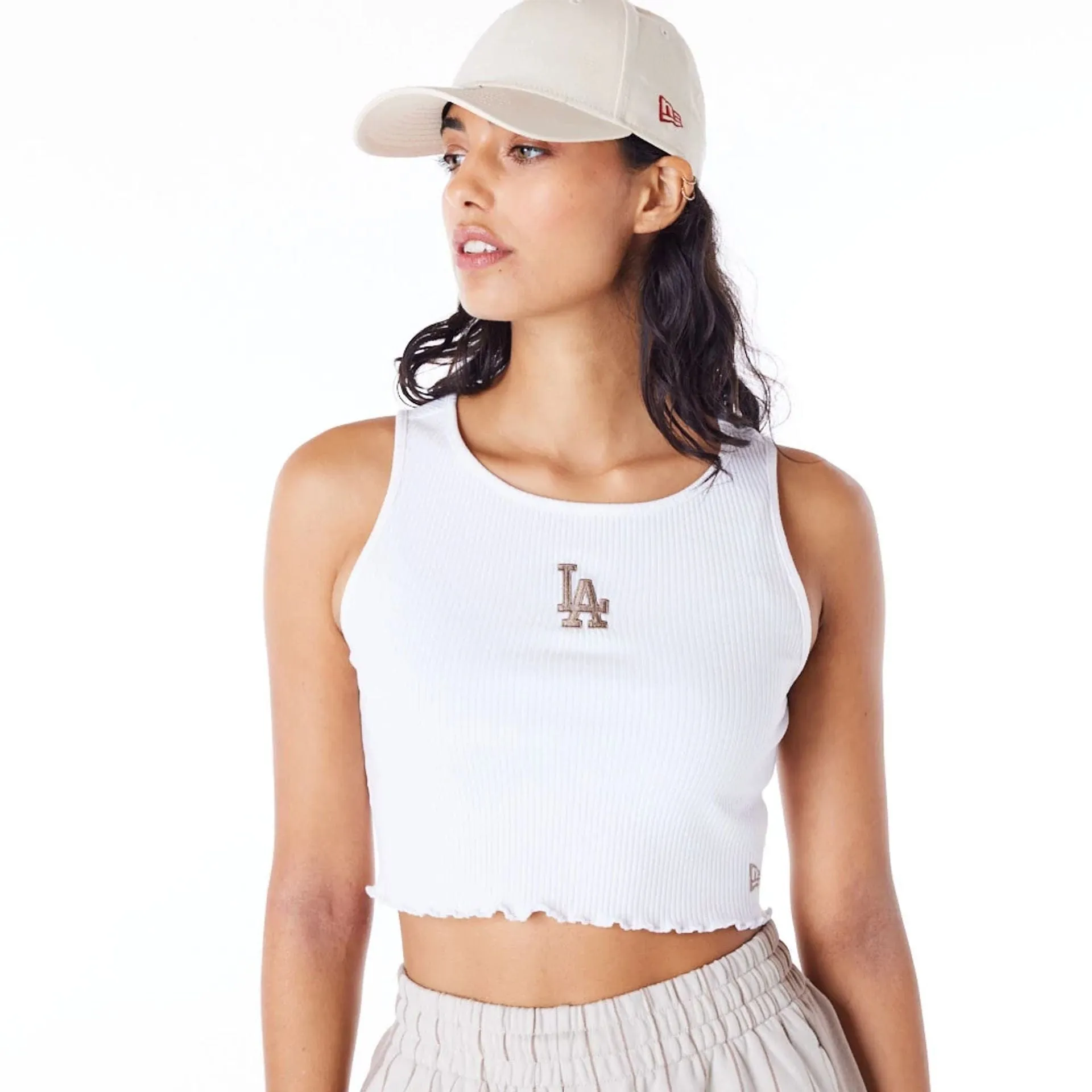 LA Dodgers MLB Lifestyle White Womens Crop Tank Top NEW ERA