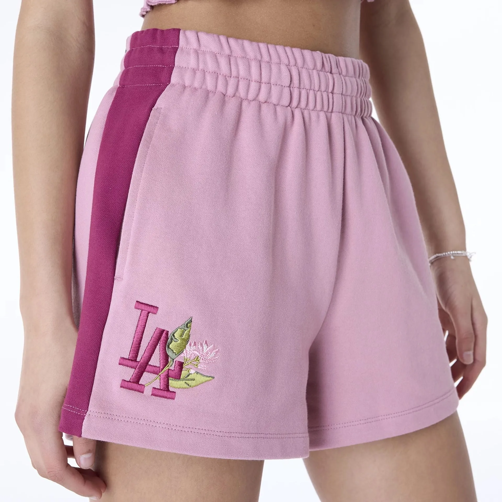 LA Dodgers Womens MLB Dark Pink Flower Shorts NEW ERA