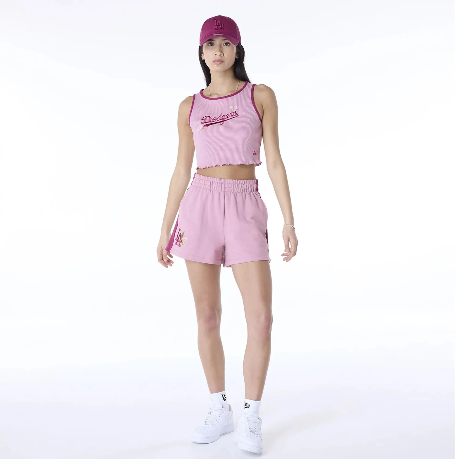 LA Dodgers Womens MLB Dark Pink Flower Shorts NEW ERA
