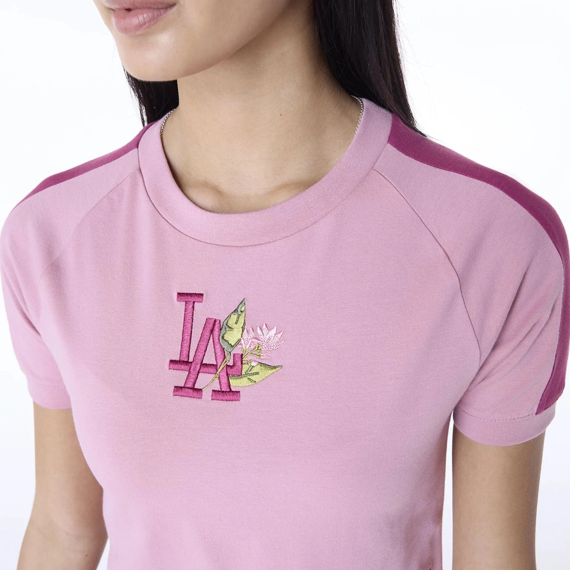 LA Dodgers Womens MLB Floral Dark Pink T-Shirt NEW ERA