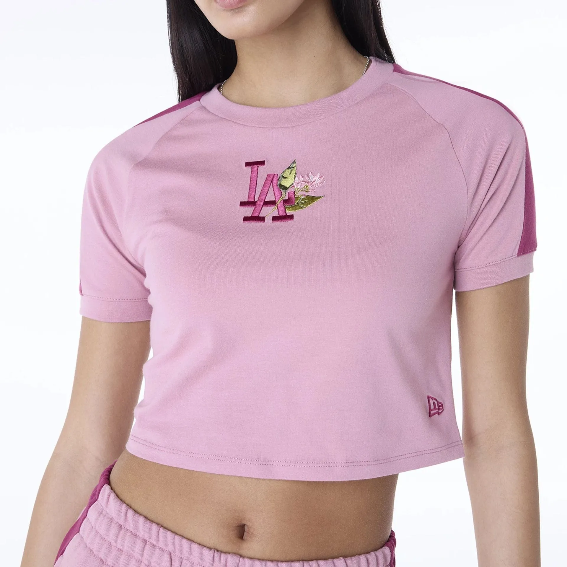 LA Dodgers Womens MLB Floral Dark Pink T-Shirt NEW ERA