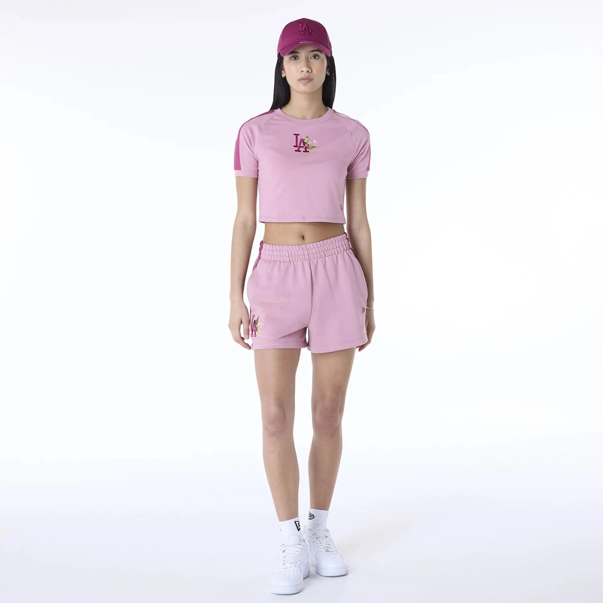 LA Dodgers Womens MLB Floral Dark Pink T-Shirt NEW ERA