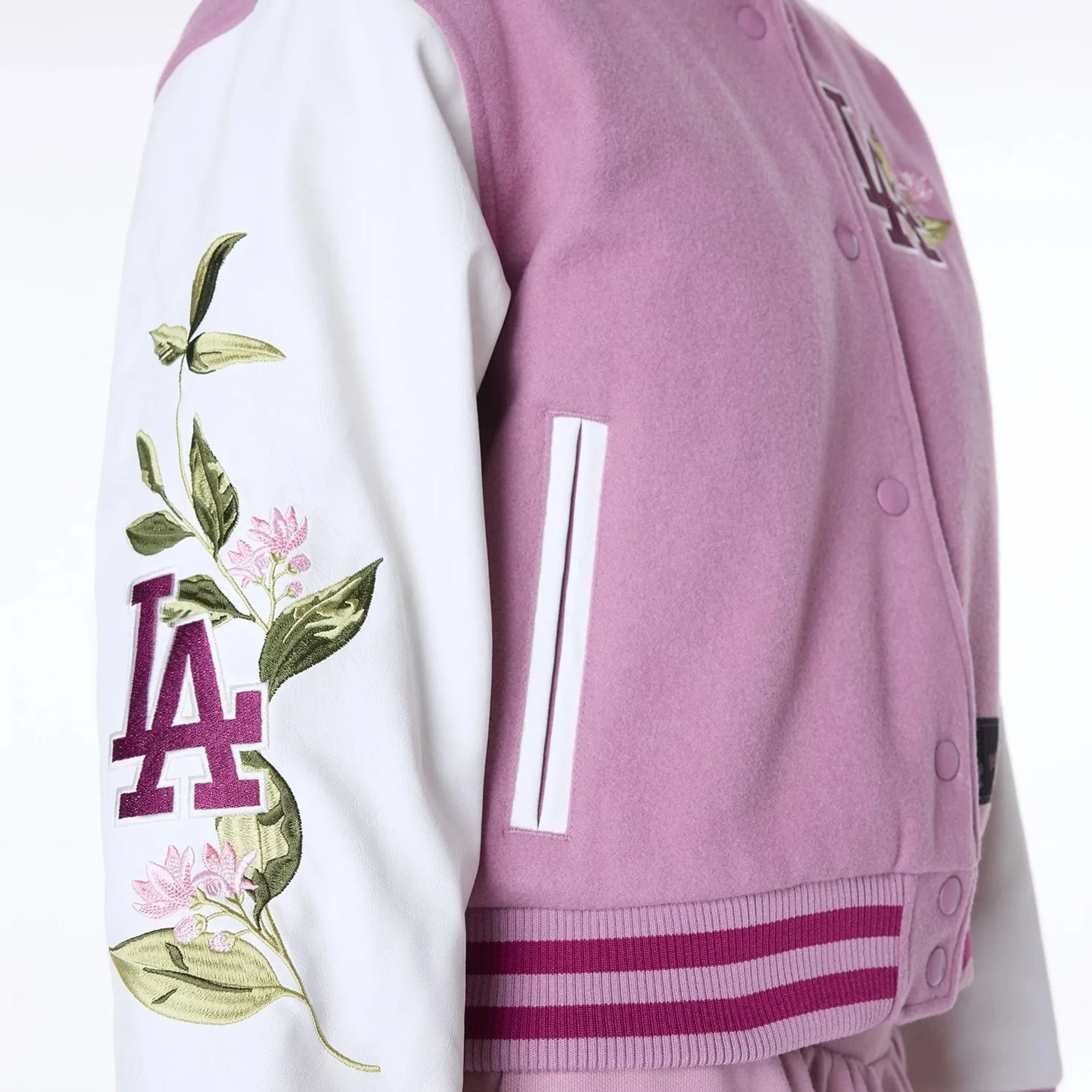 LA Dodgers Womens MLB Floral Dark Pink Varsity Jacket NEW ERA