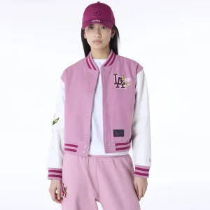 LA Dodgers Womens MLB Floral Dark Pink Varsity Jacket NEW ERA