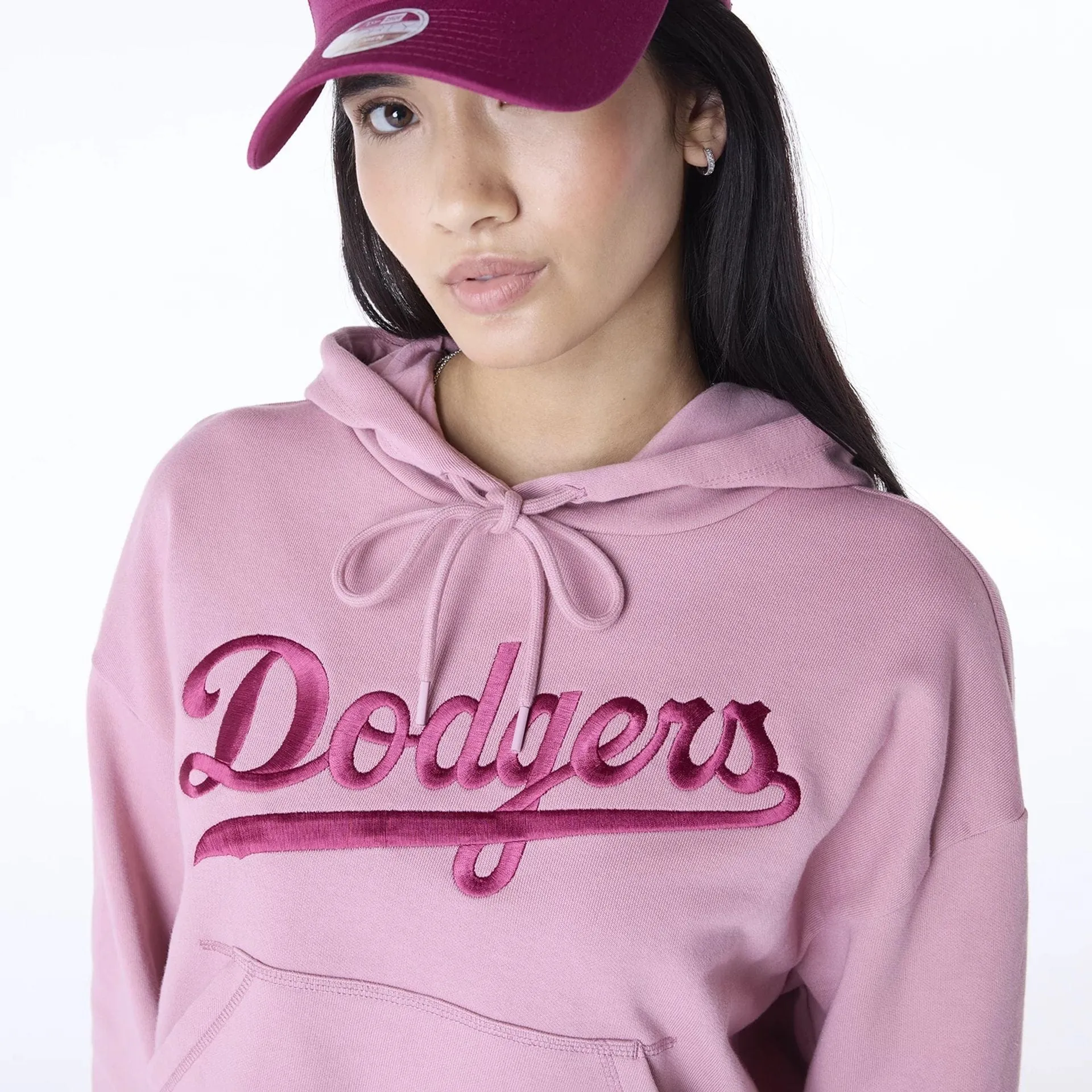 LA Dodgers Womens MLB Graphic Dark Pink Pullover Hoodie NEW ERA