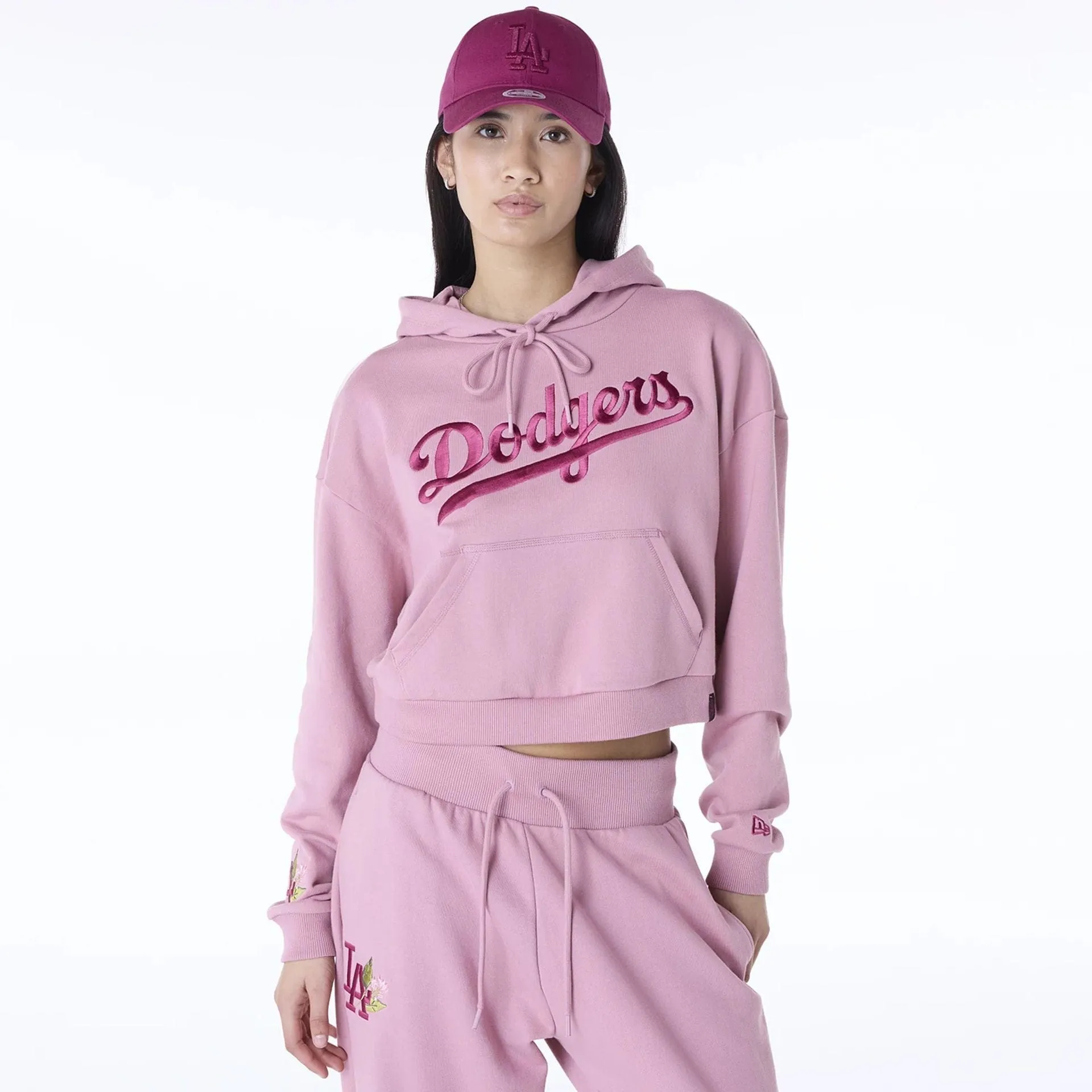 LA Dodgers Womens MLB Graphic Dark Pink Pullover Hoodie NEW ERA