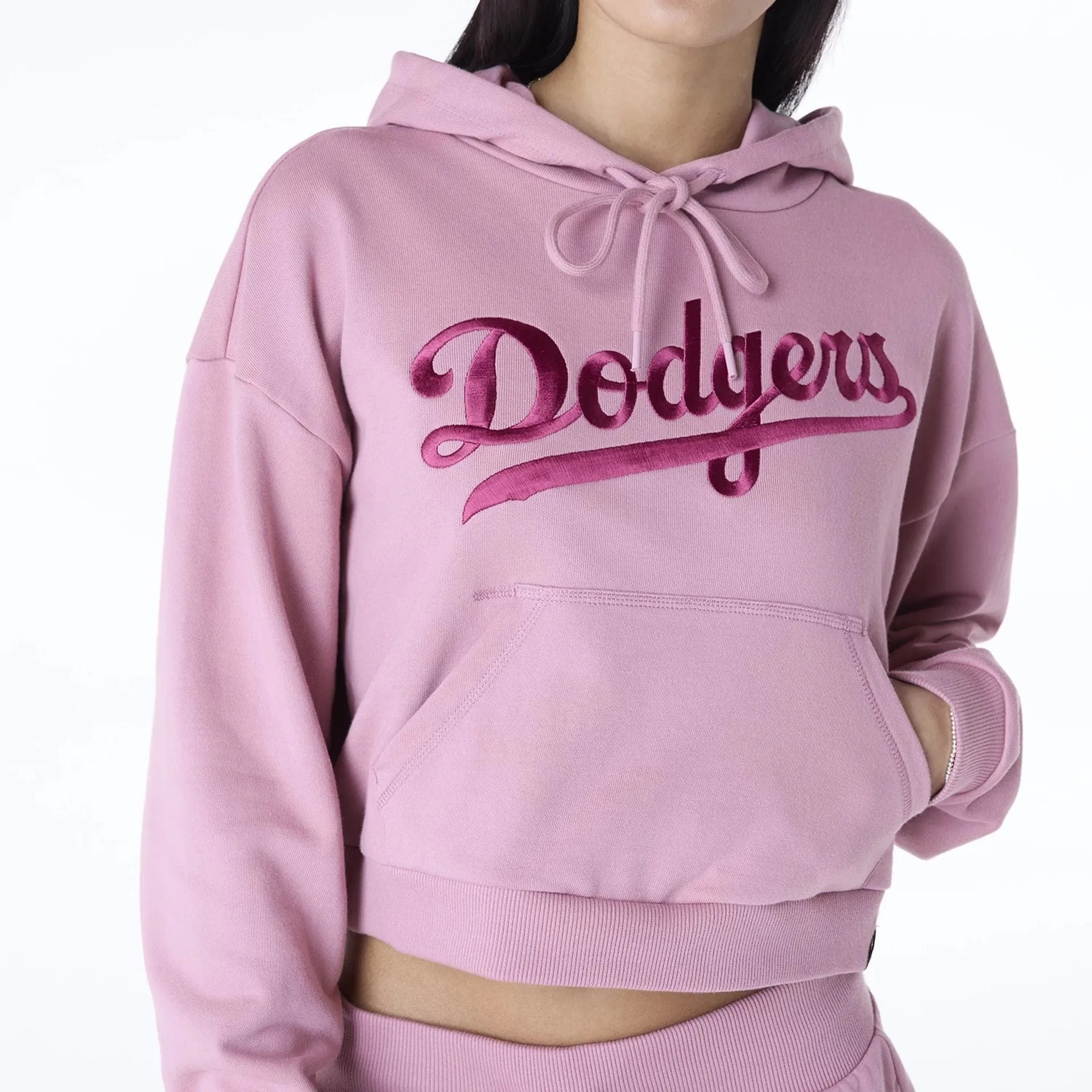 LA Dodgers Womens MLB Graphic Dark Pink Pullover Hoodie NEW ERA