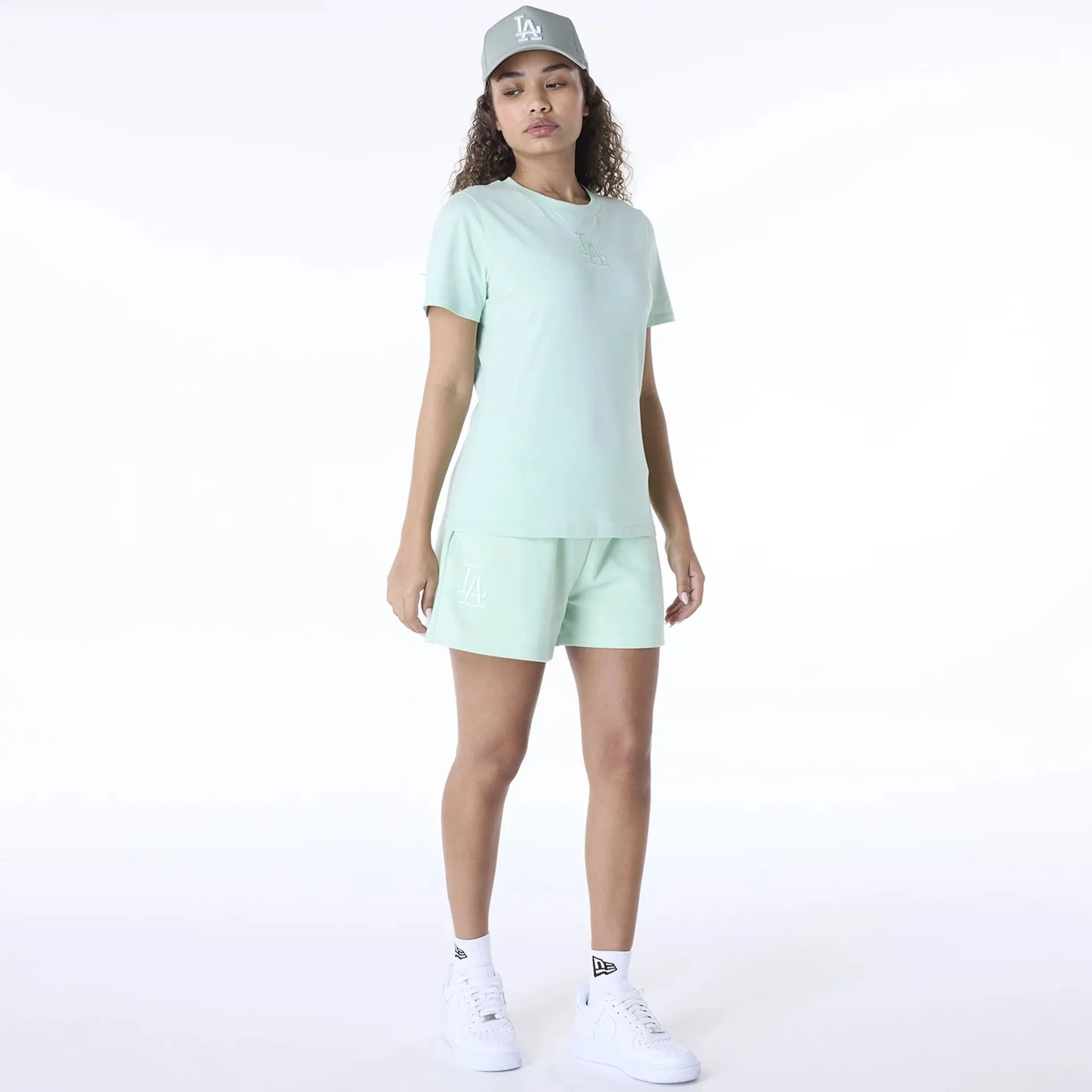 LA Dodgers Womens MLB League Essential Pastel Green Shorts NEW ERA