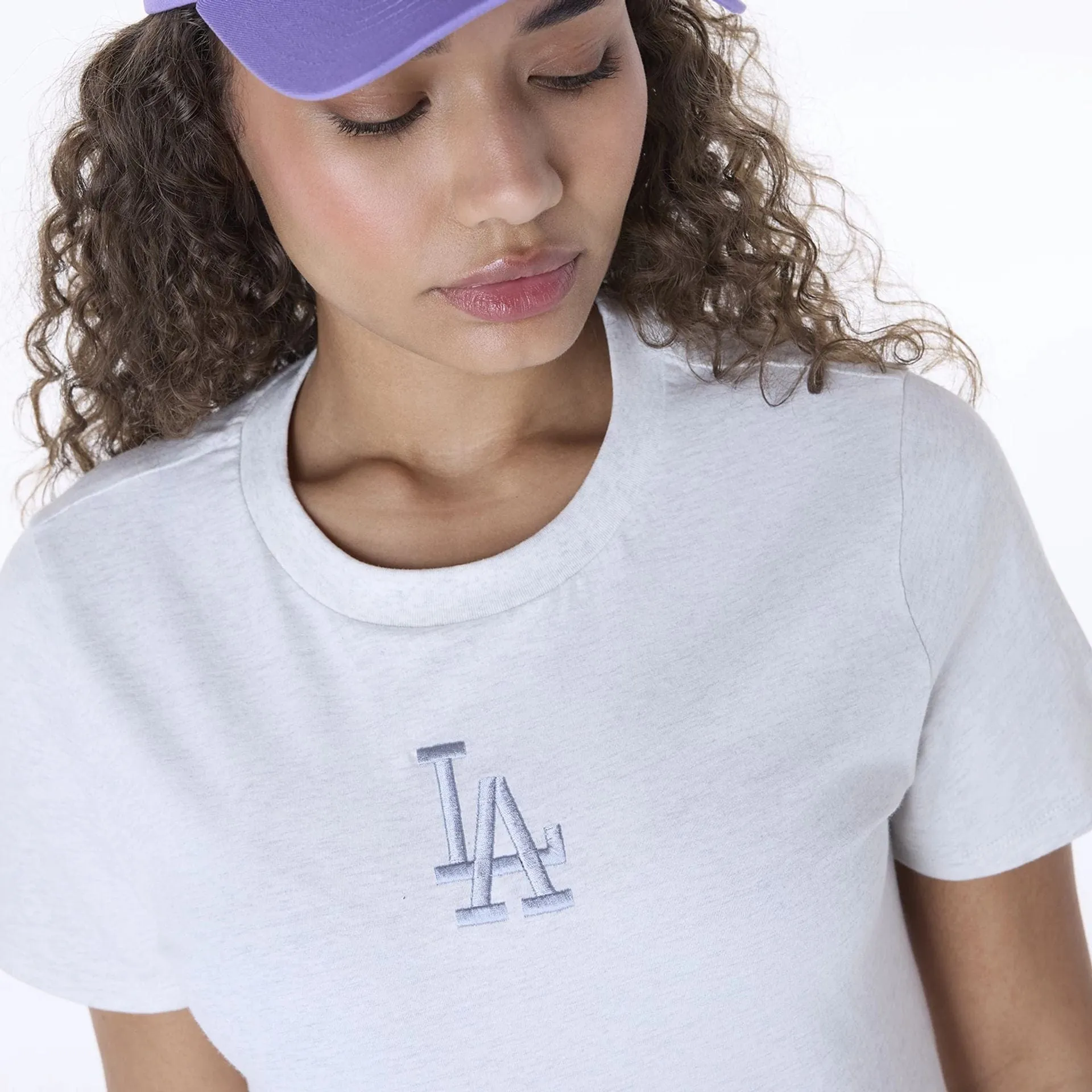 LA Dodgers Womens MLB League Essential Pastel Grey T-Shirt NEW ERA