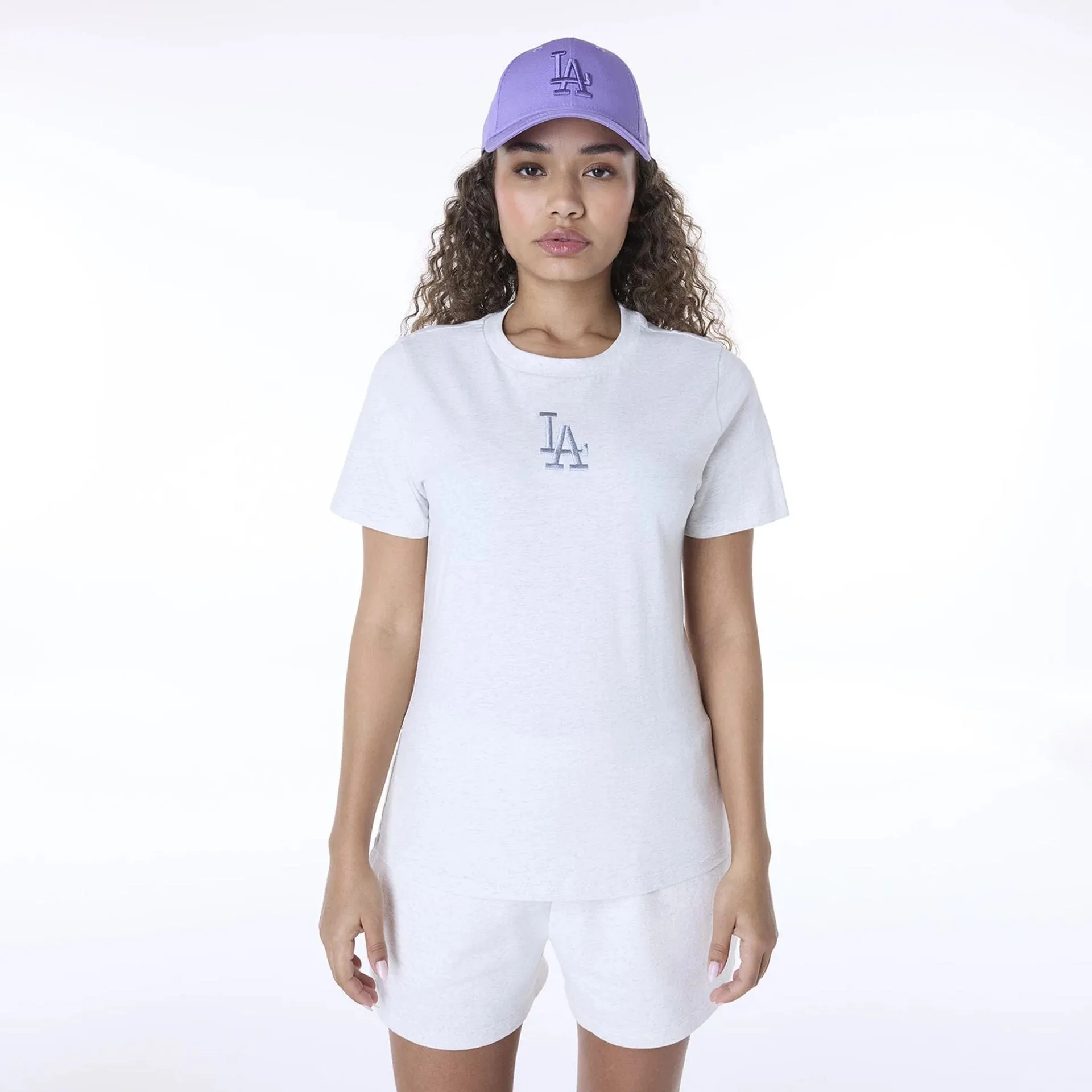 LA Dodgers Womens MLB League Essential Pastel Grey T-Shirt NEW ERA