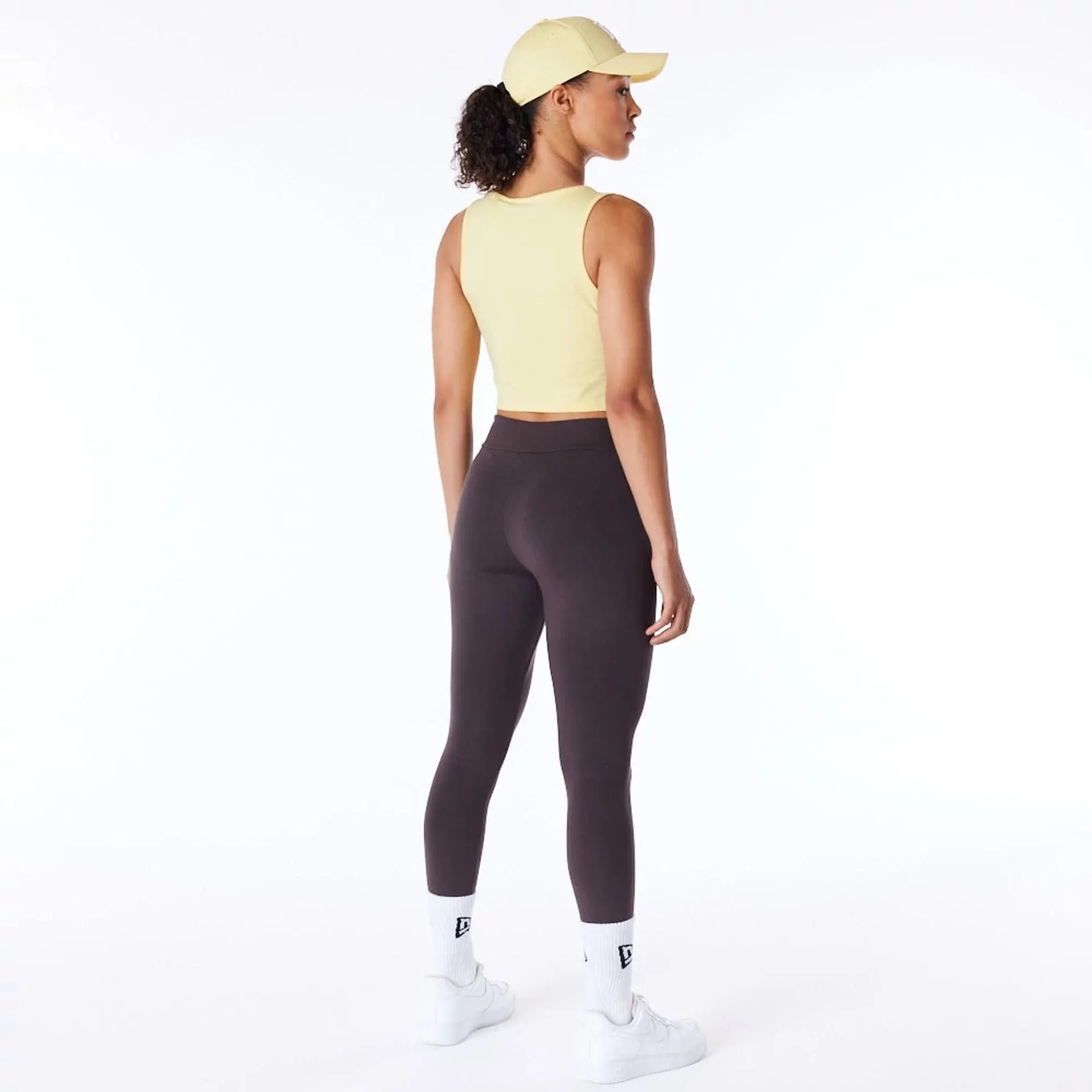 LA Dodgers Womens MLB League Essential Pastel Yellow Crop Tank Top NEW ERA