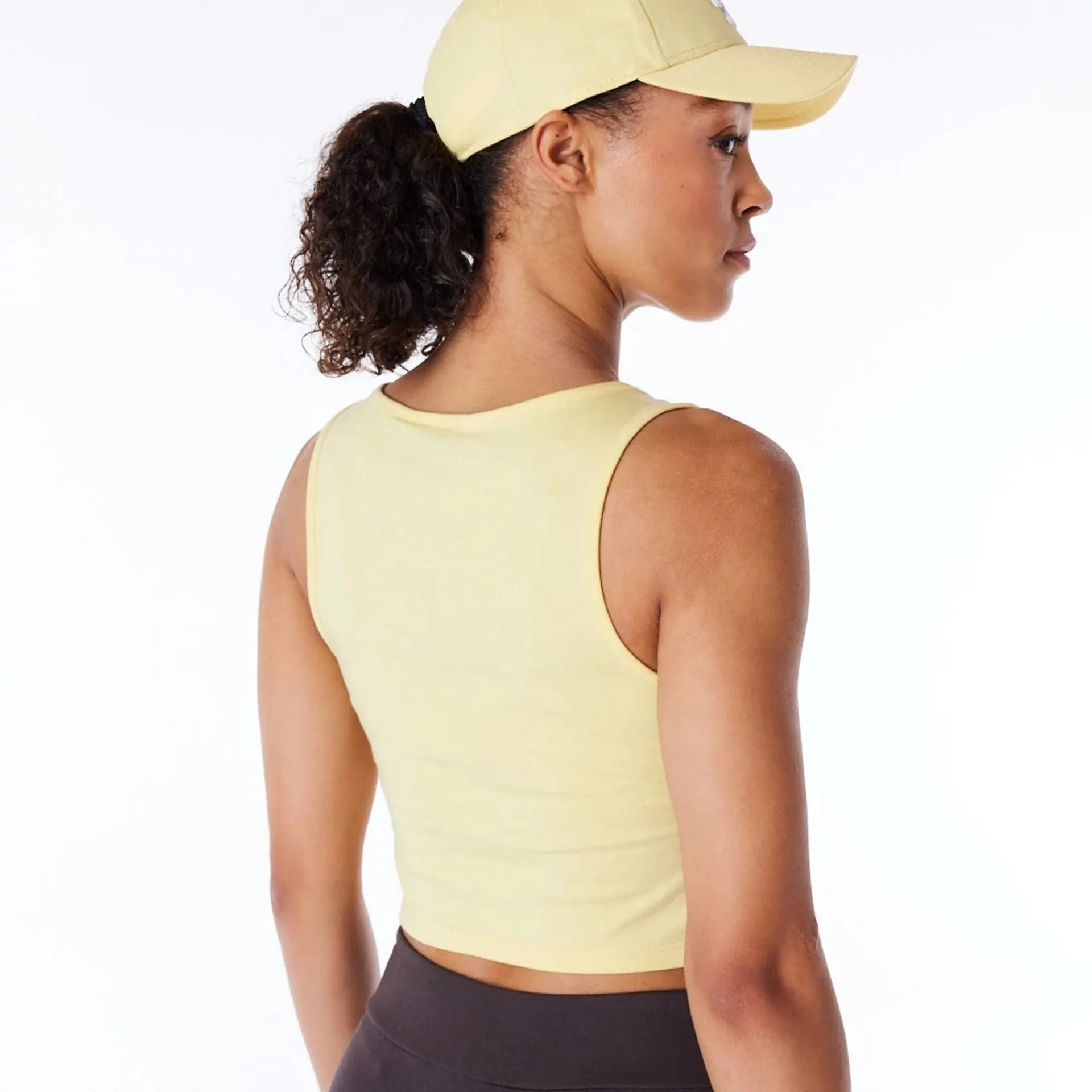 LA Dodgers Womens MLB League Essential Pastel Yellow Crop Tank Top NEW ERA