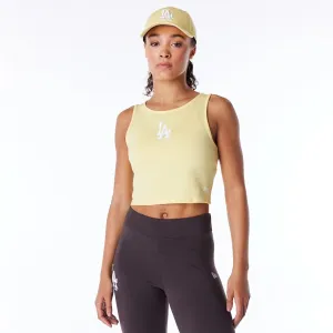 LA Dodgers Womens MLB League Essential Pastel Yellow Crop Tank Top NEW ERA