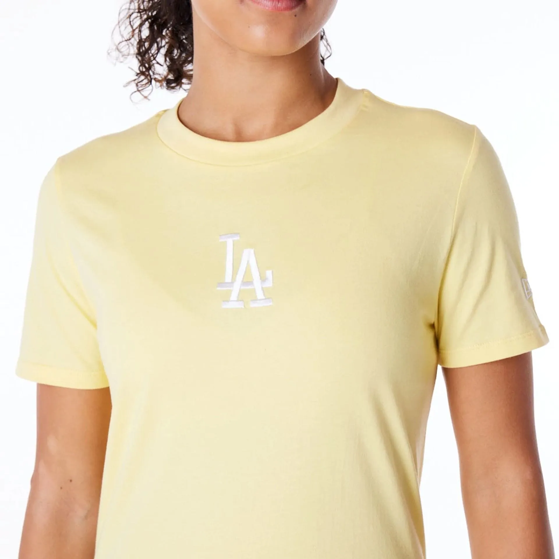 LA Dodgers Womens MLB League Essential Pastel Yellow T-Shirt NEW ERA
