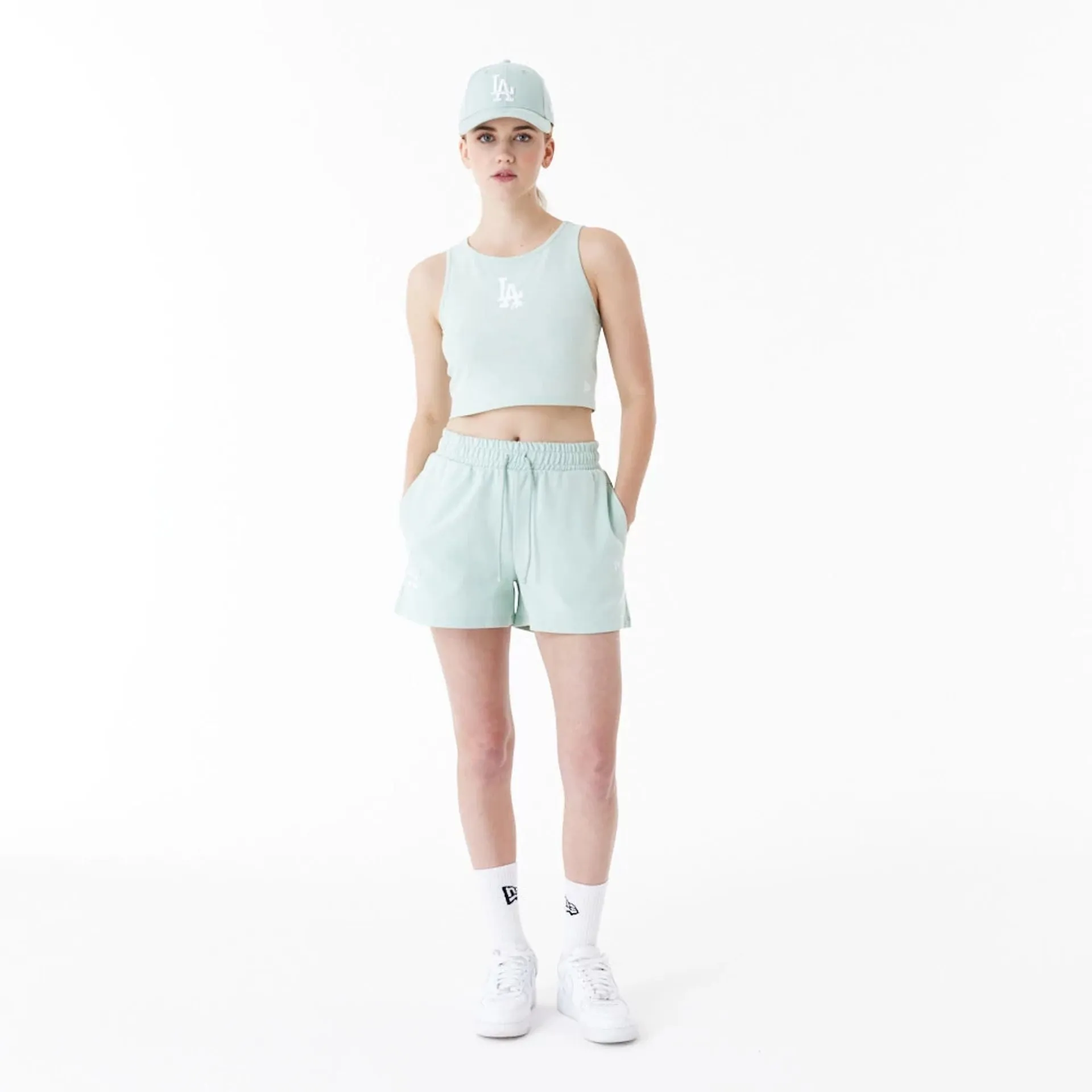 LA Dodgers Womens MLB Lifestyle Green Shorts NEW ERA