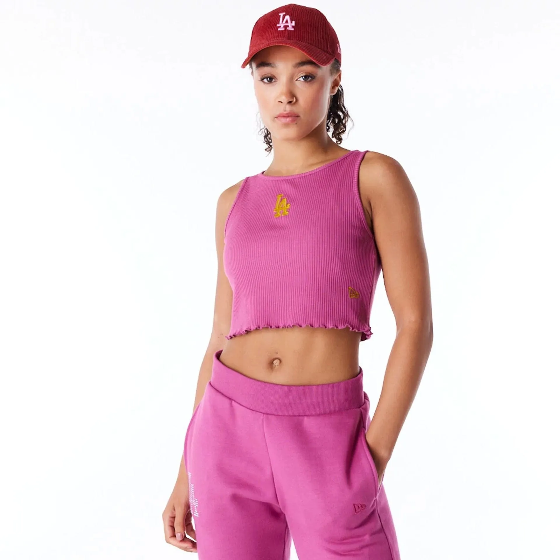 LA Dodgers Womens MLB Rib Purple Crop Tank Top NEW ERA