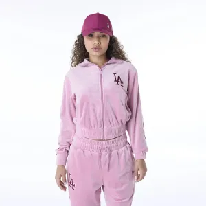 LA Dodgers Womens MLB Velour Dark Pink Track Jacket NEW ERA