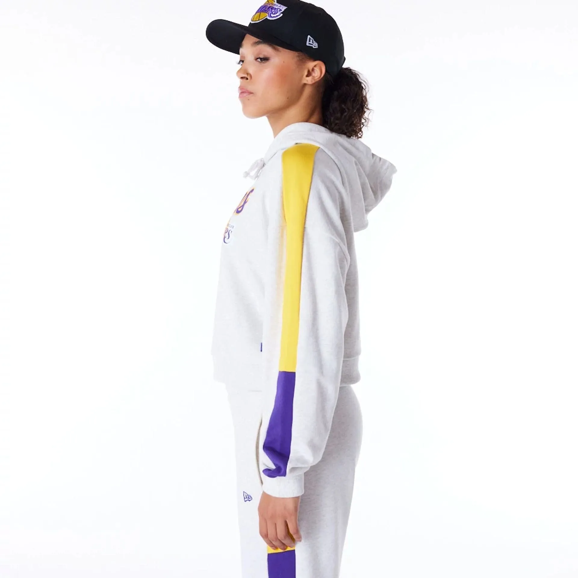 LA Lakers Womens NBA Colour Block Grey Pullover Hoodie NEW ERA
