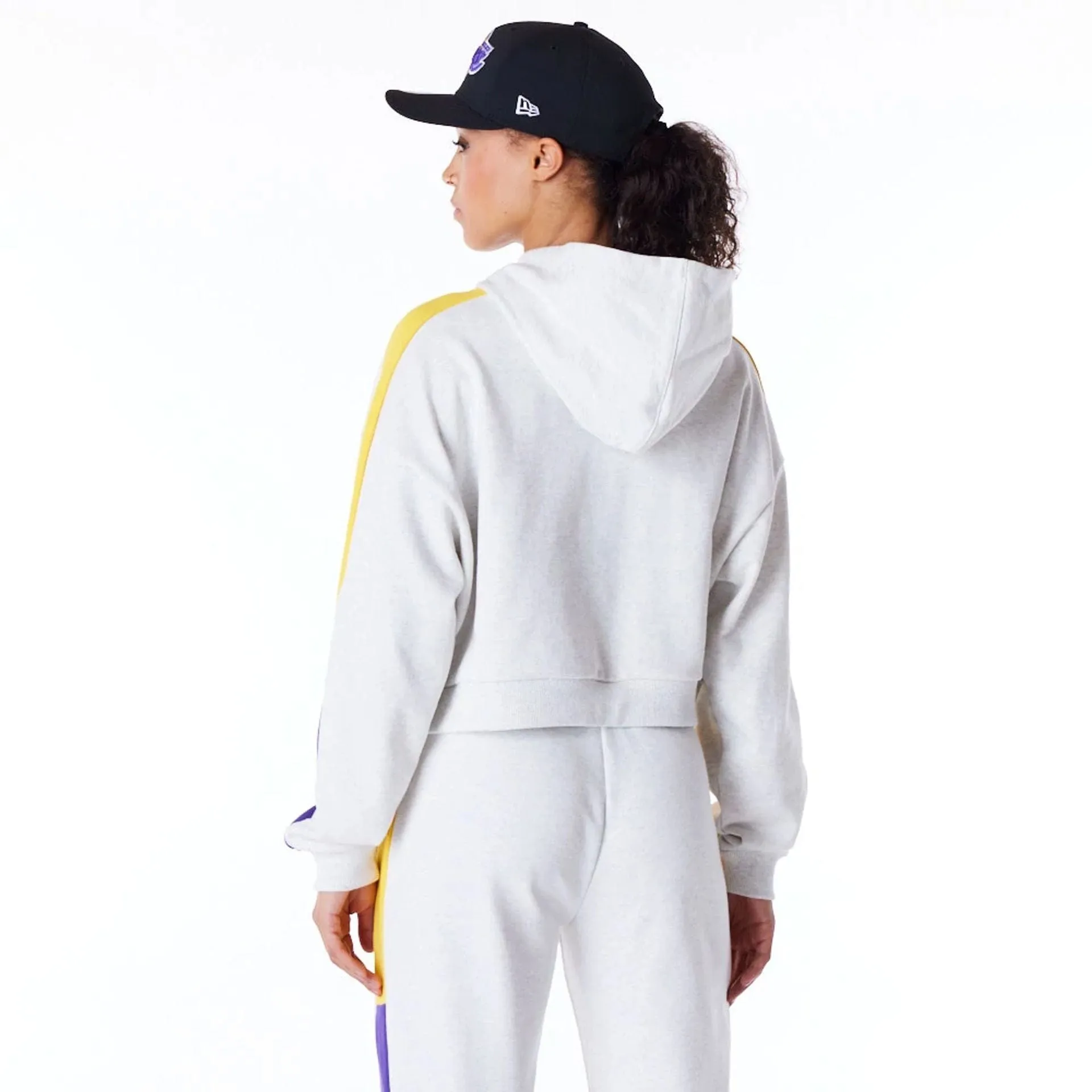LA Lakers Womens NBA Colour Block Grey Pullover Hoodie NEW ERA
